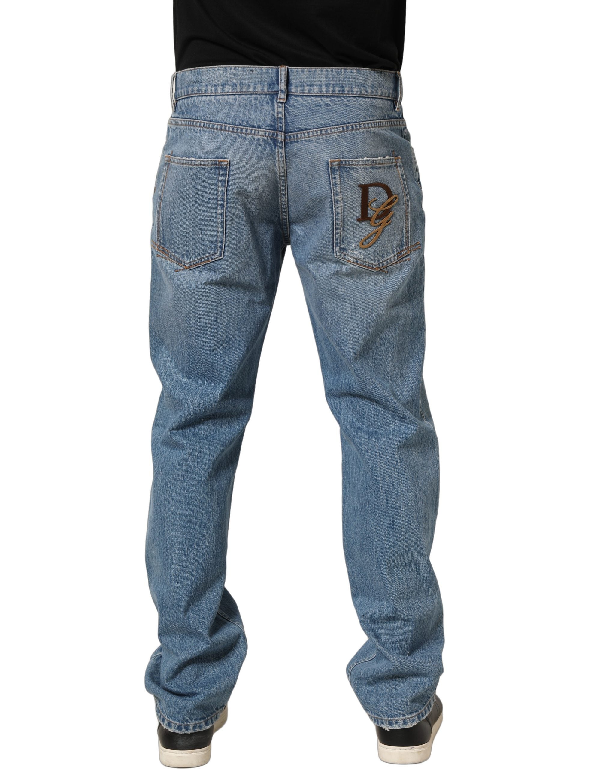 Dolce & Gabbana Hellblaue, gewaschene Mid-Waist Classic Denim Jeans