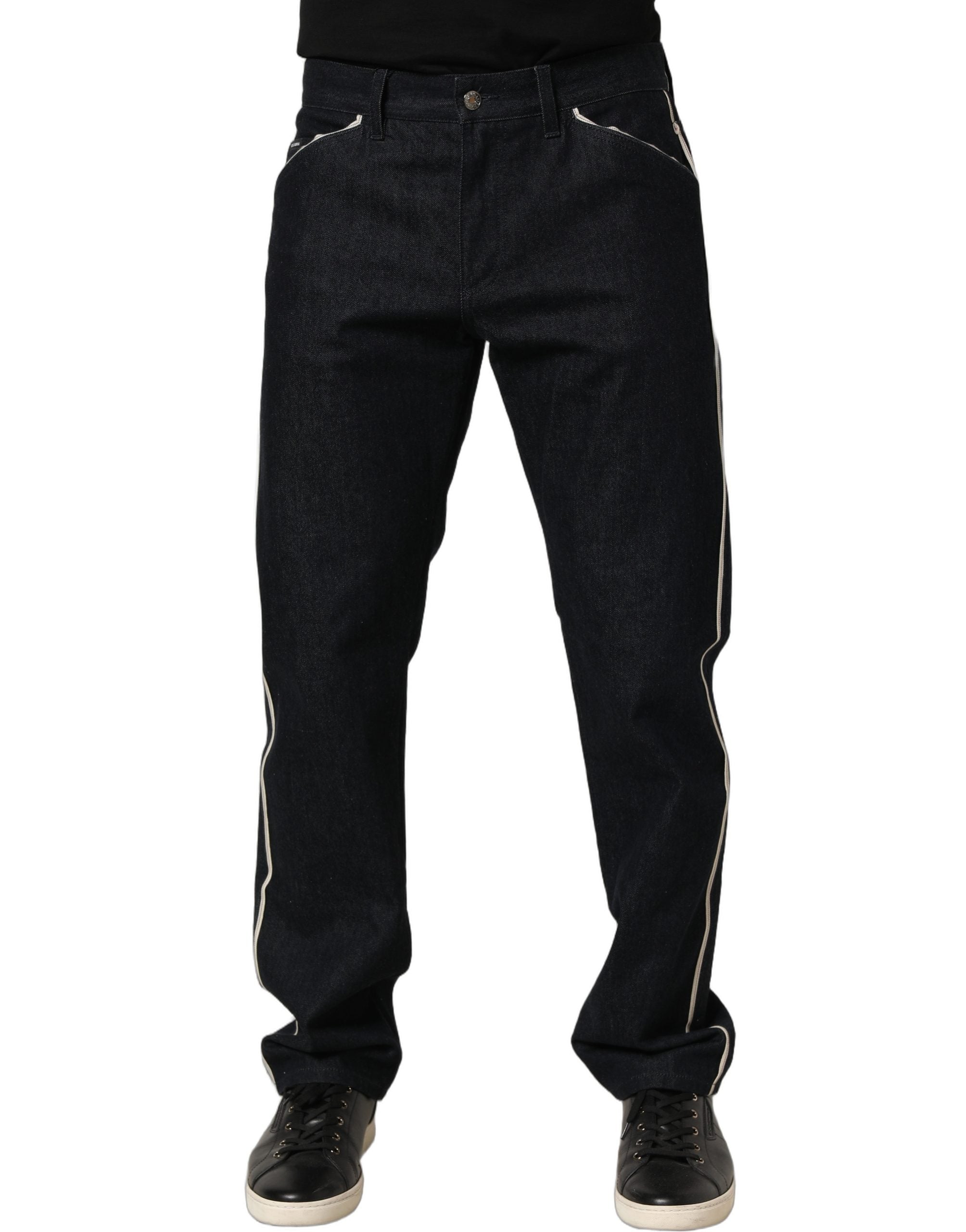 Dolce & Gabbana Schwarze Baumwoll-Jeans für Herren, Mid Waist, Klassischer Schnitt