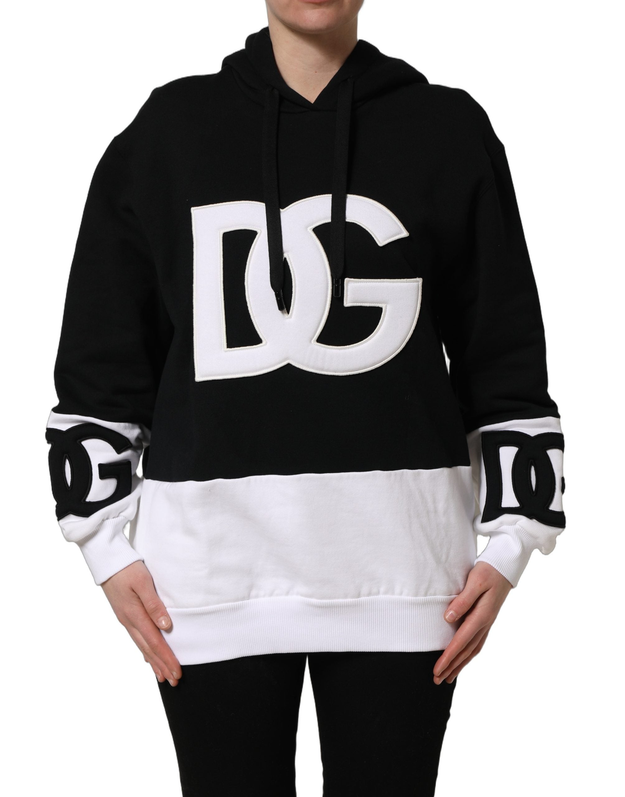 Dolce & Gabbana Kapuzenpullover mit Schwarz-Weiß-Applikationen