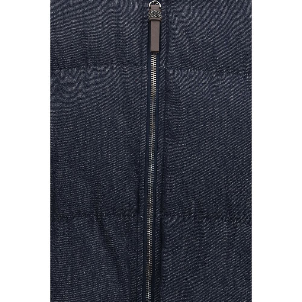 Brunello Cucinelli Blaue Baumwoll-Shell-Jacke