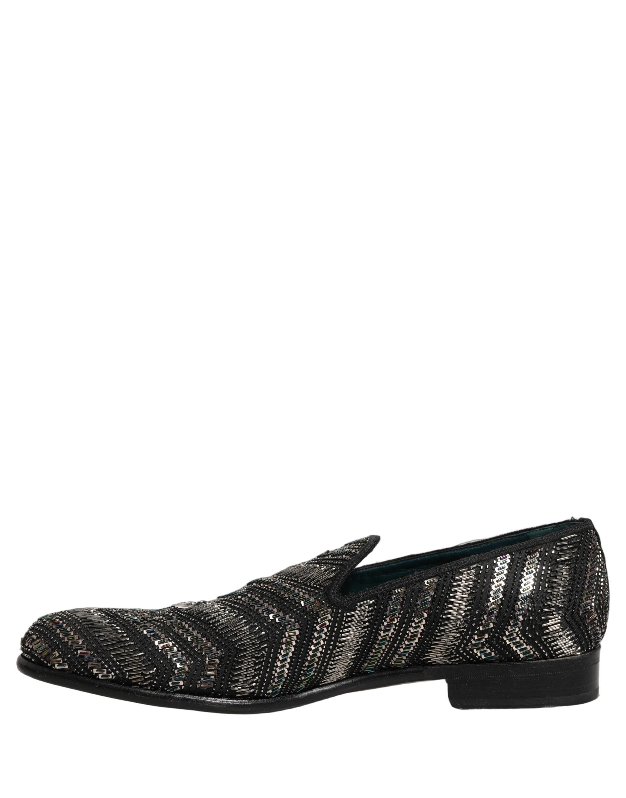 Dolce & Gabbana Schwarze Loafer mit silbernen Verzierungen