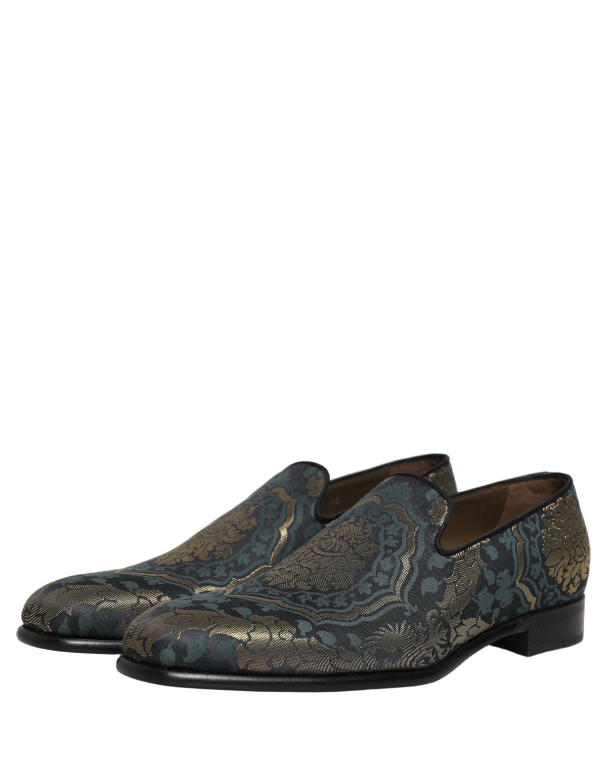 Dolce & Gabbana Schwarze Loafer aus Brokat mit Blumenmuster zum Hineinschlüpfen