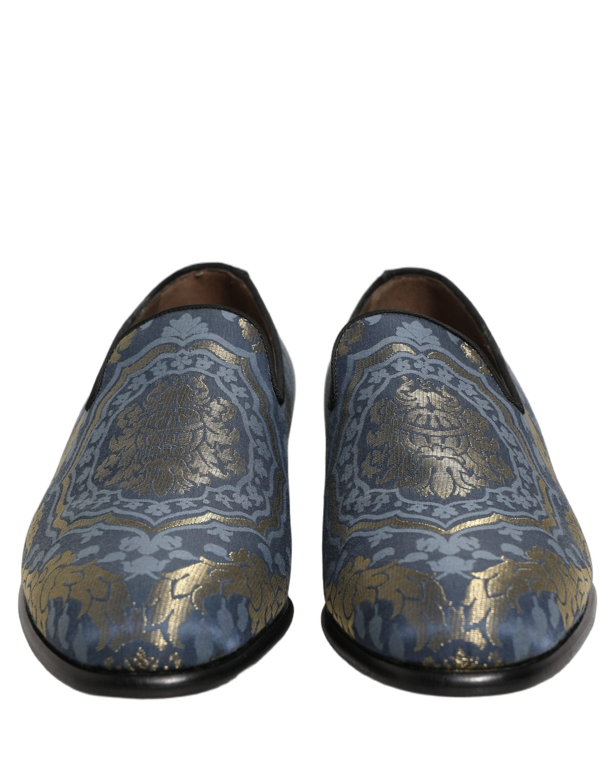 Dolce & Gabbana Blaue Blumen-Brocade-Slipper-Loafer
