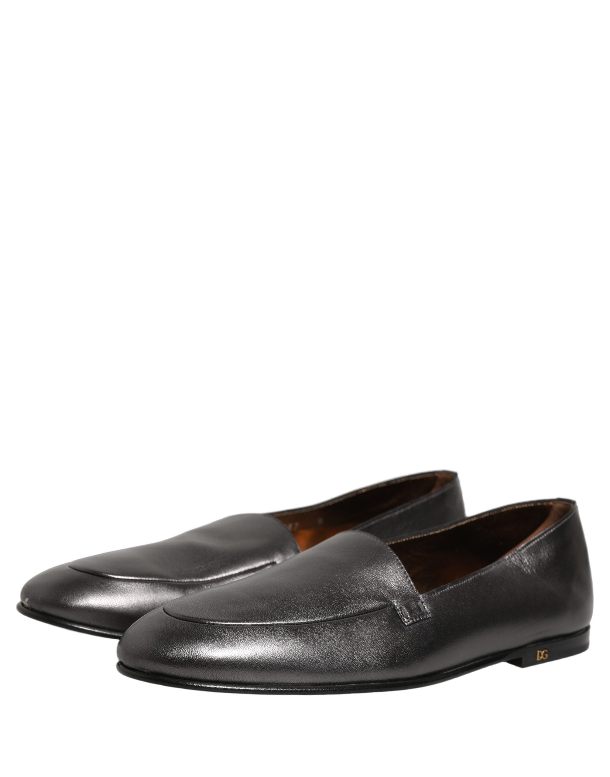 Dolce & Gabbana Silberne DG Logo Loafer aus Leder