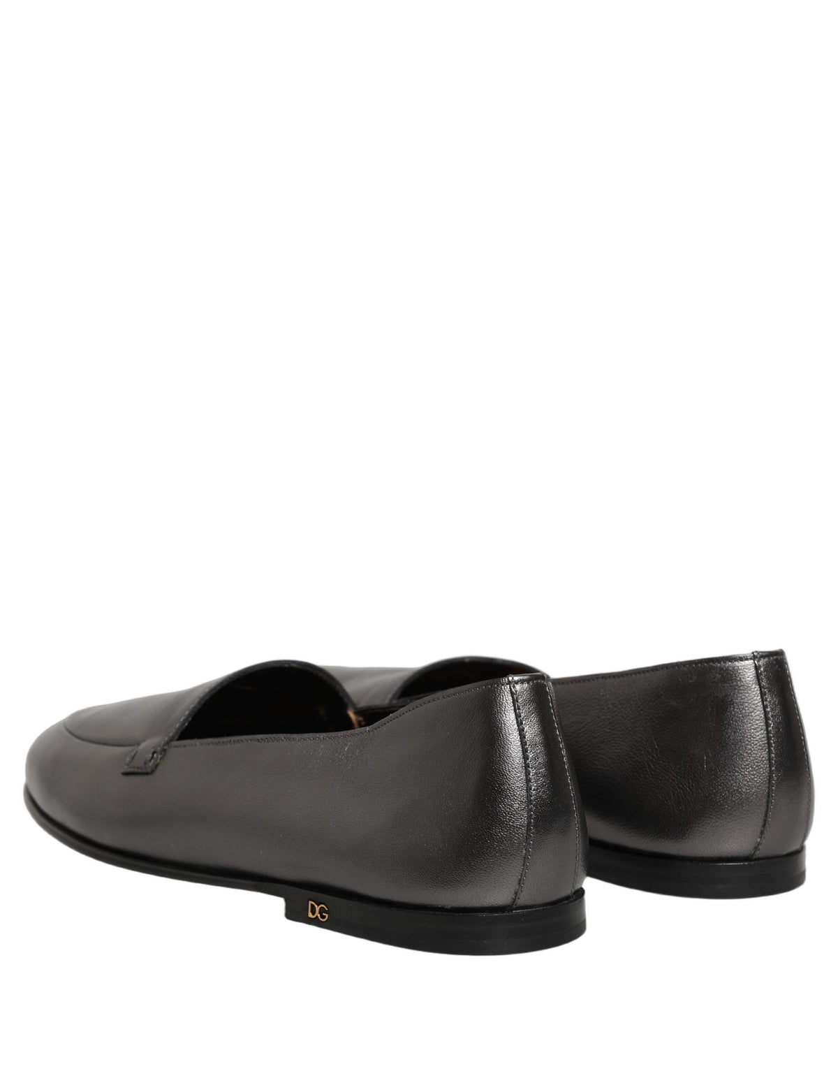 Dolce & Gabbana Silberne DG Logo Loafer aus Leder