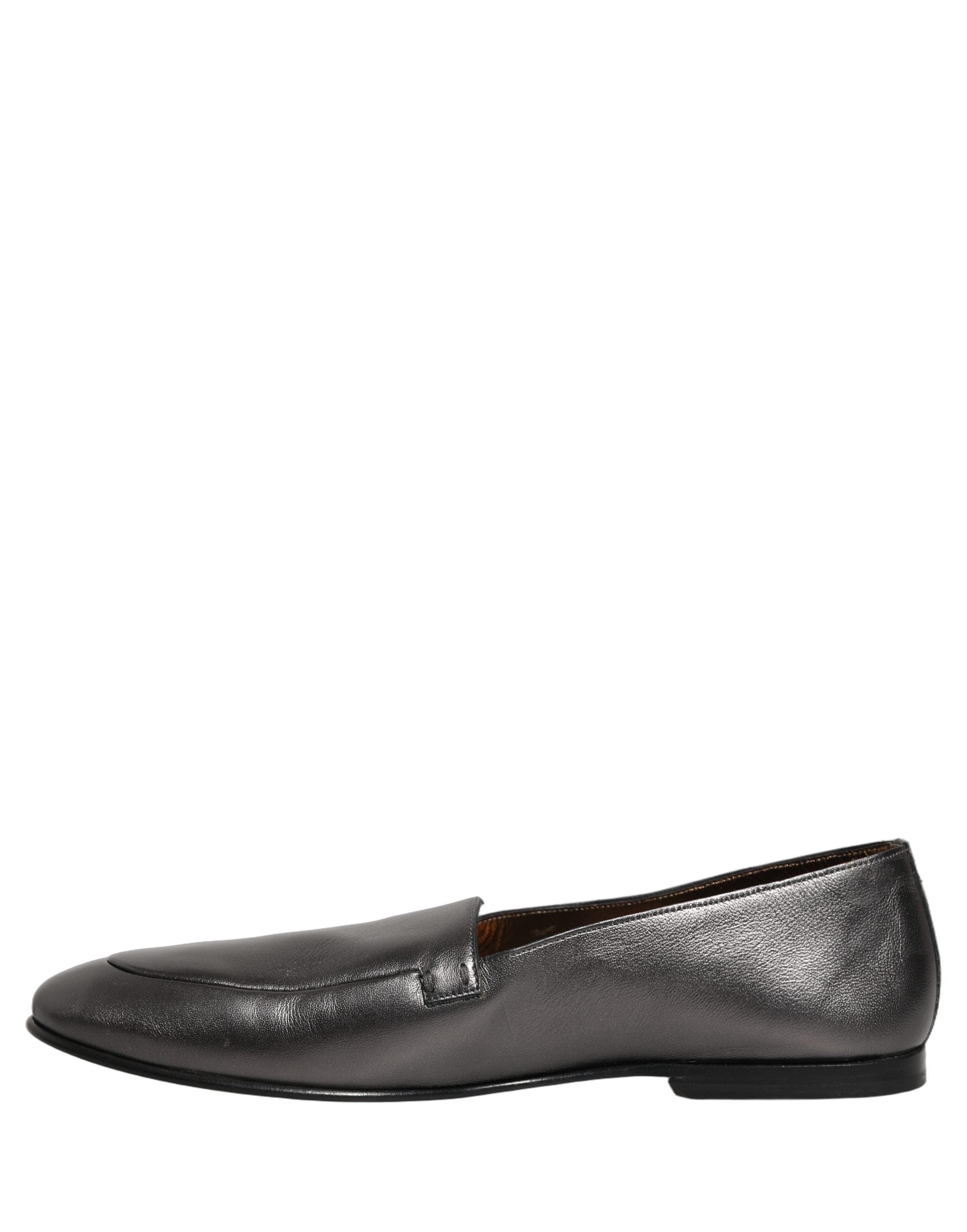 Dolce & Gabbana Silberne DG Logo Loafer aus Leder