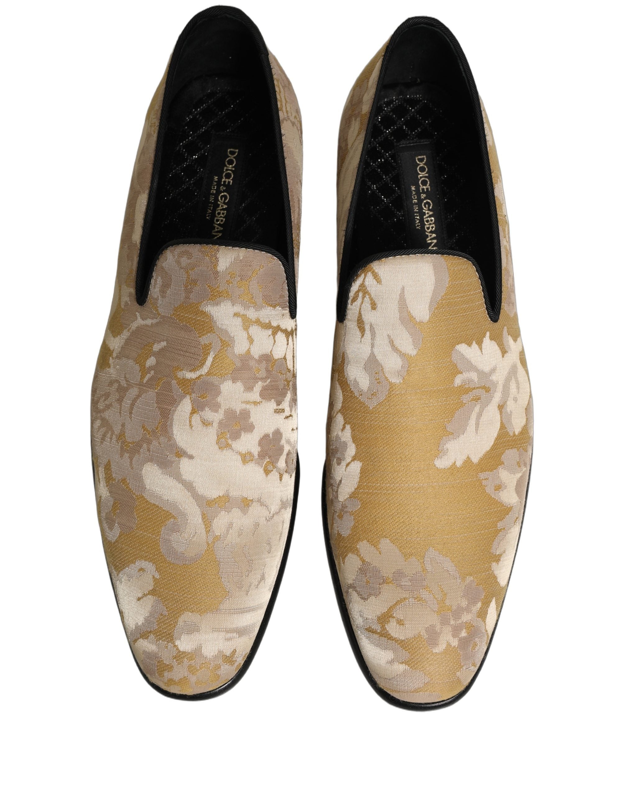 Dolce & Gabbana Loafer-Schuhe aus Jacquard mit Gold-Blumenprint für Herren