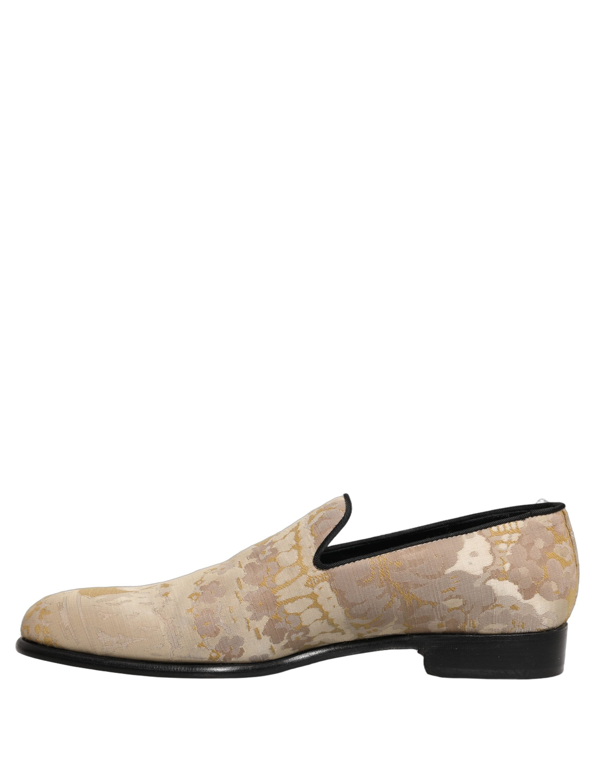 Dolce & Gabbana Loafer-Schuhe aus Jacquard mit Gold-Blumenprint für Herren