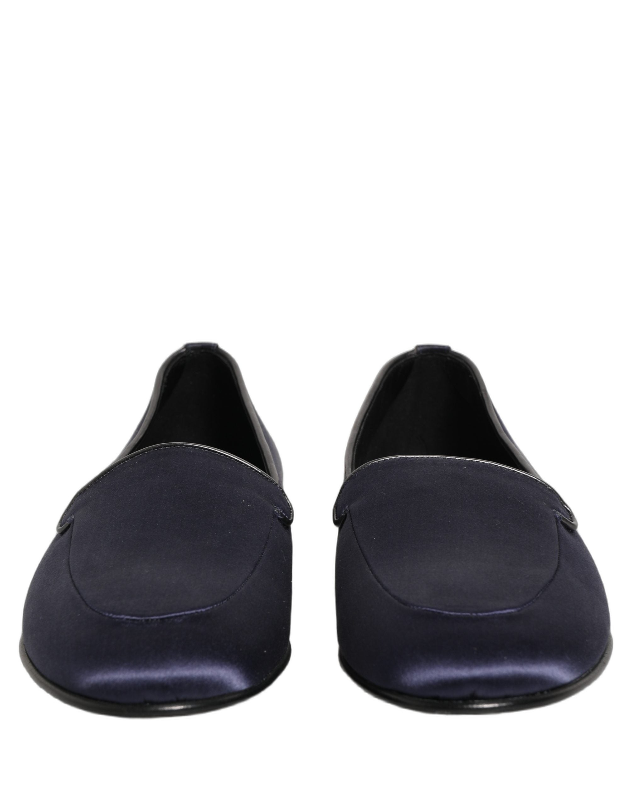 Dolce & Gabbana Blaue Satin Loafer mit Logo