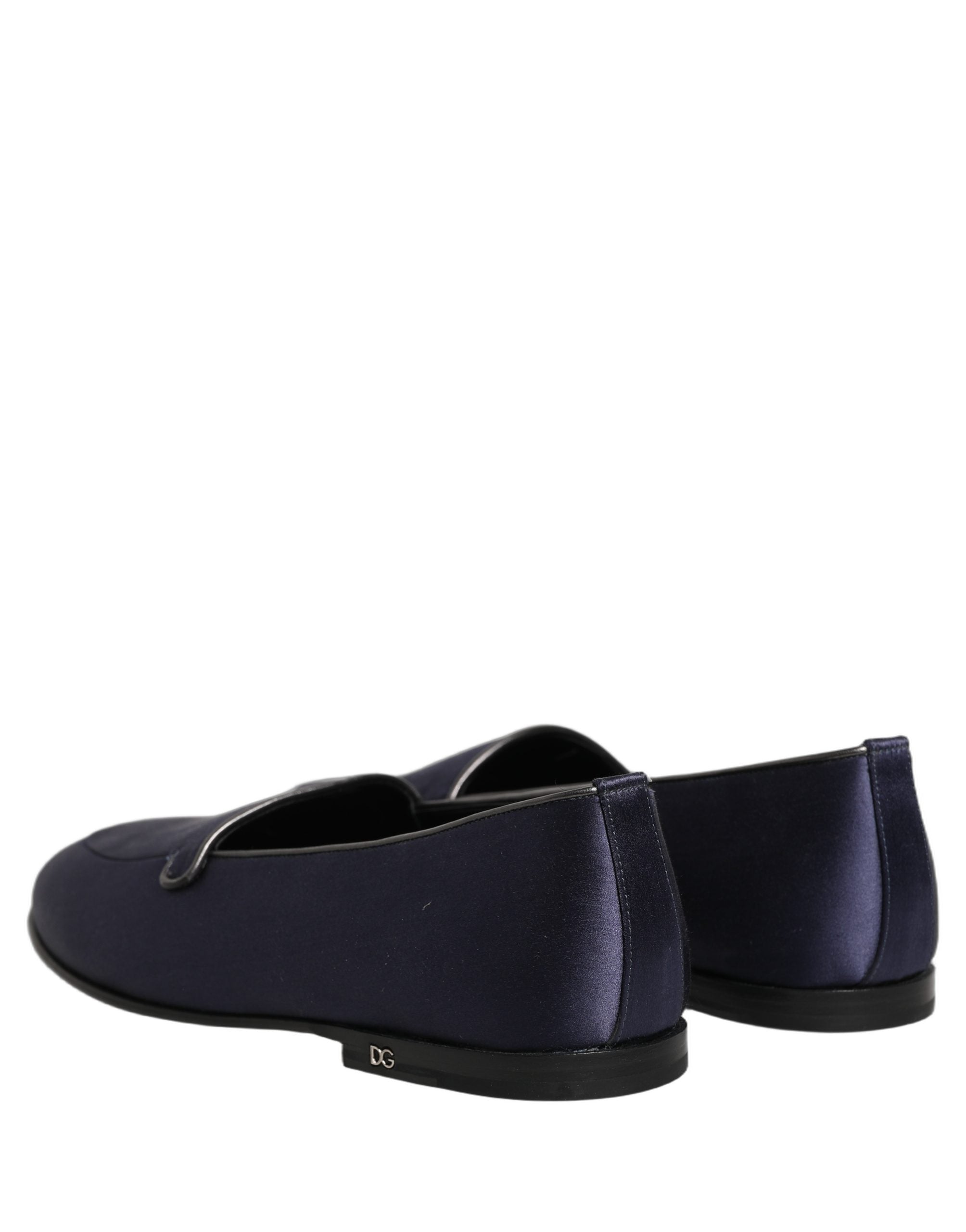 Dolce & Gabbana Blaue Satin Loafer mit Logo