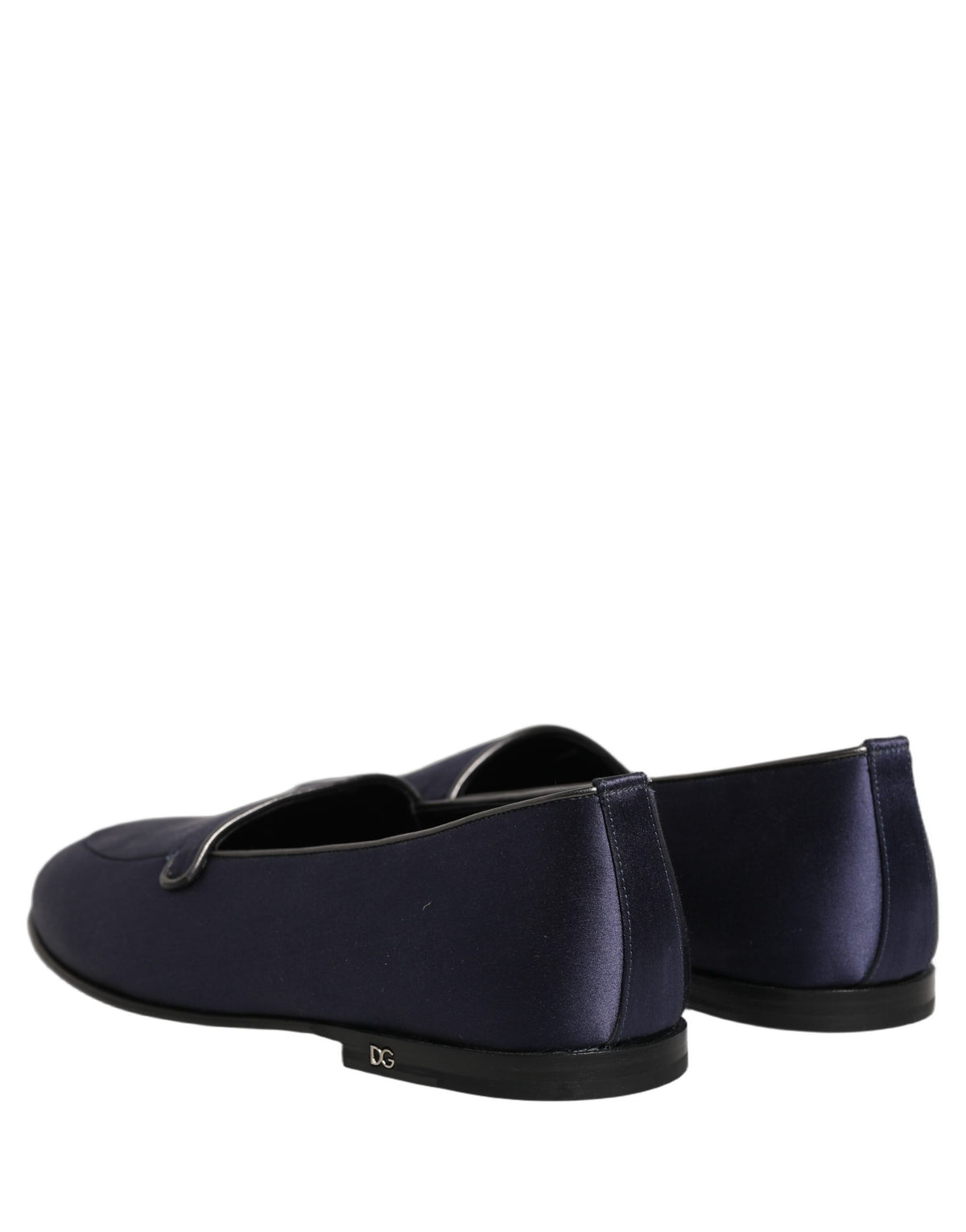 Dolce & Gabbana Blaue Satin Loafer mit Logo