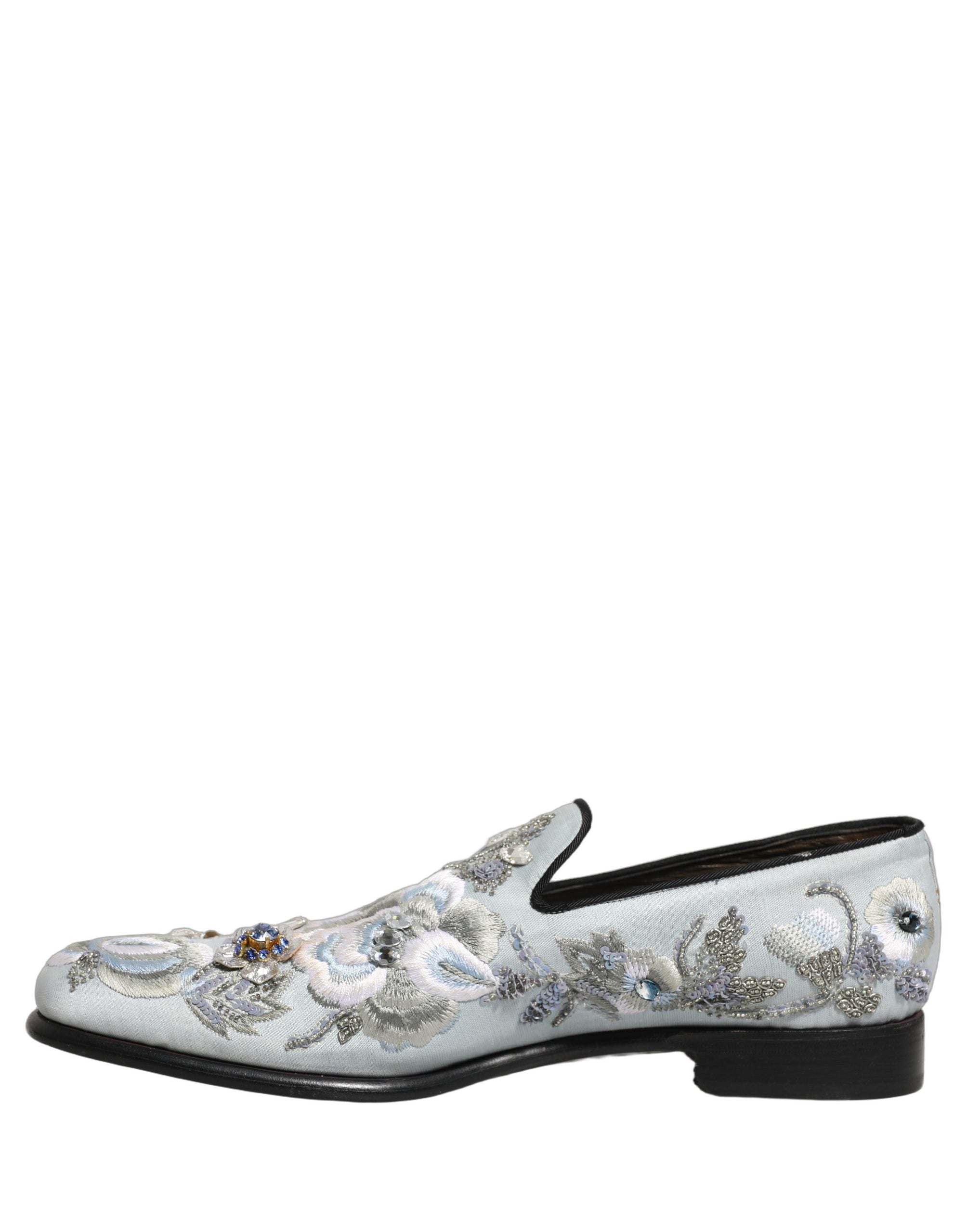 Dolce & Gabbana Weiße Loafer mit Blumenstickerei für Herren