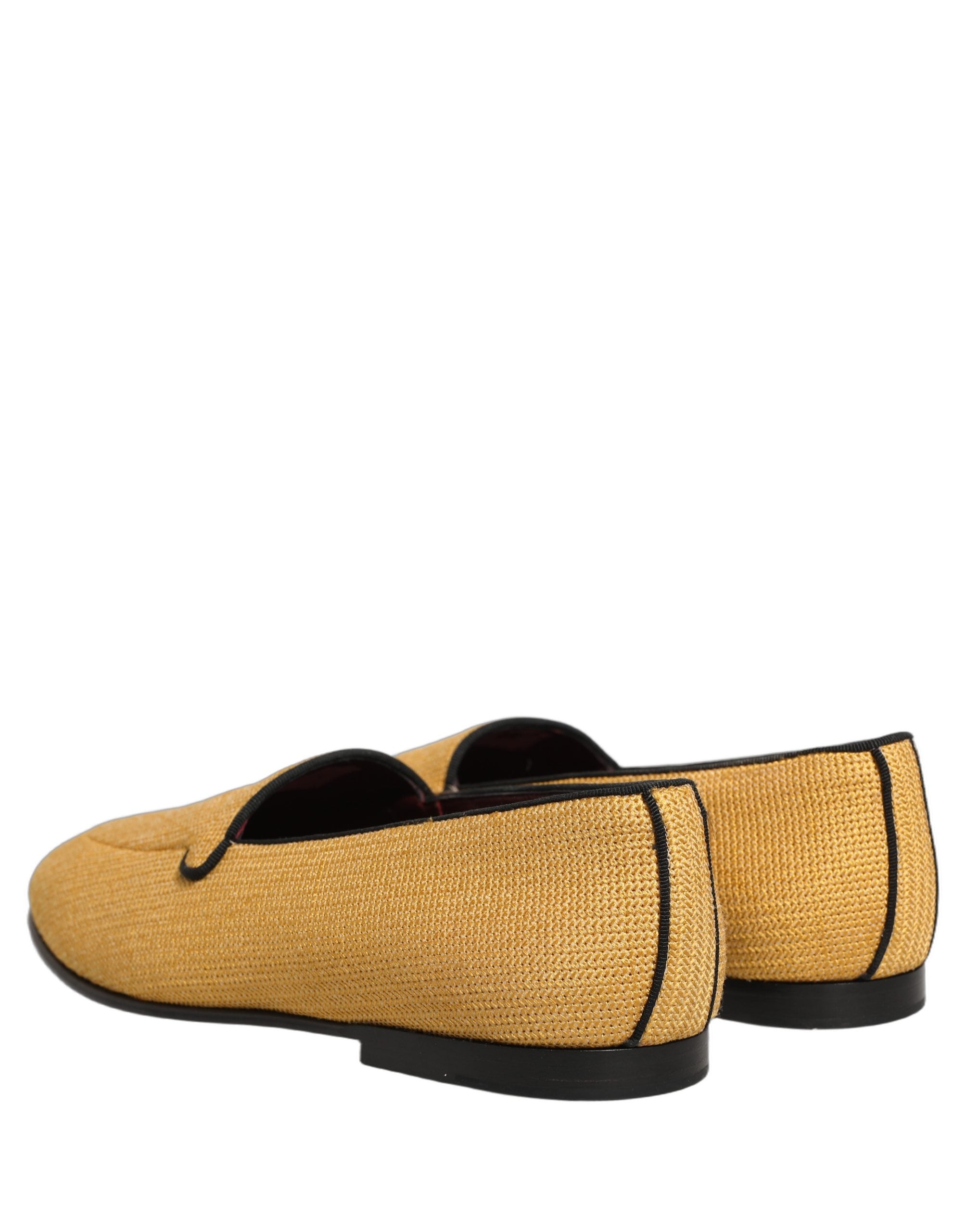 Dolce & Gabbana Gelbe Herren Loafer aus gewebtem Leder