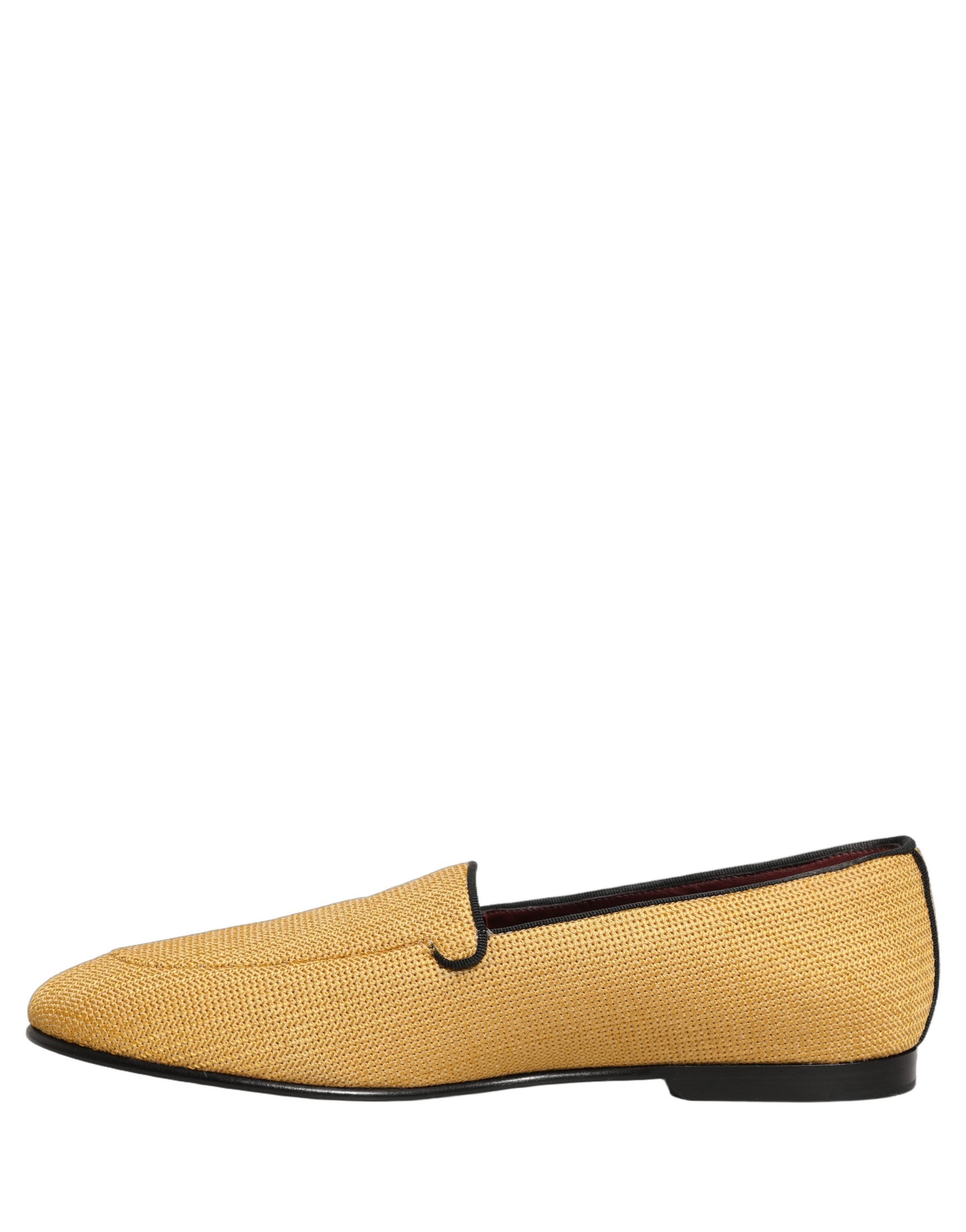Dolce & Gabbana Gelbe Herren Loafer aus gewebtem Leder