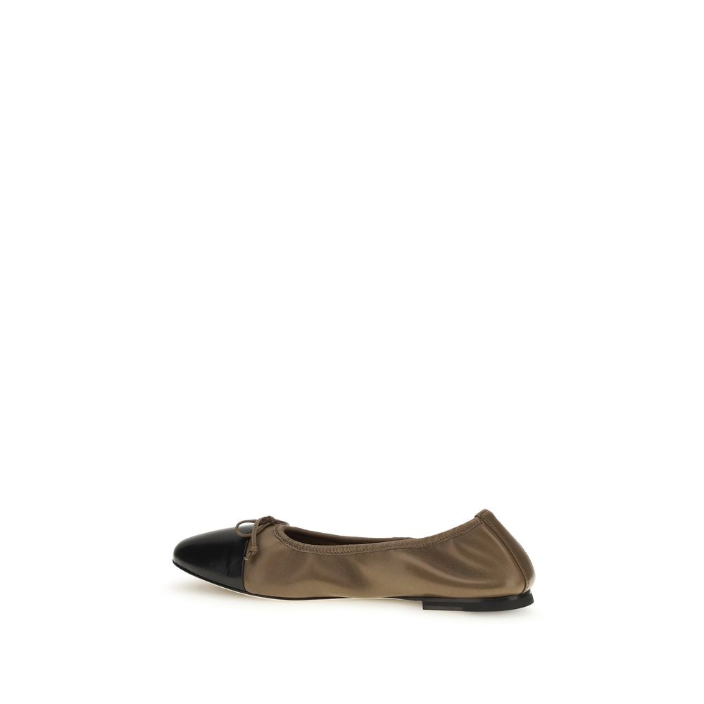 Dear Frances Braune Kalbsleder-Ballerinas Bos Taurus