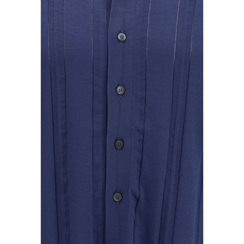 Piacenza Cashmere Blaues Baumwoll-Polohemd
