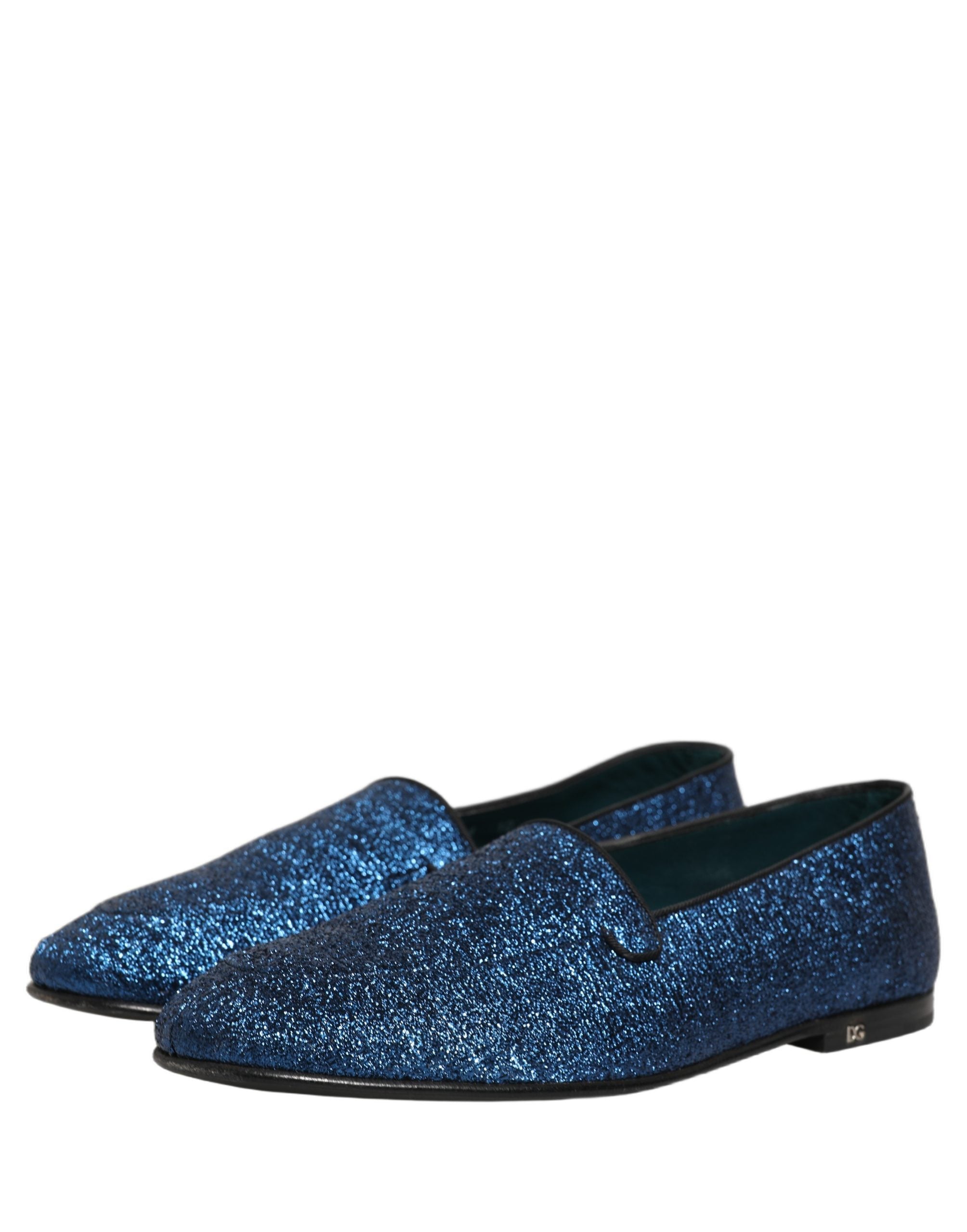 Dolce & Gabbana Blaue Glitzer Lurex DG Logo Loafer Pumps