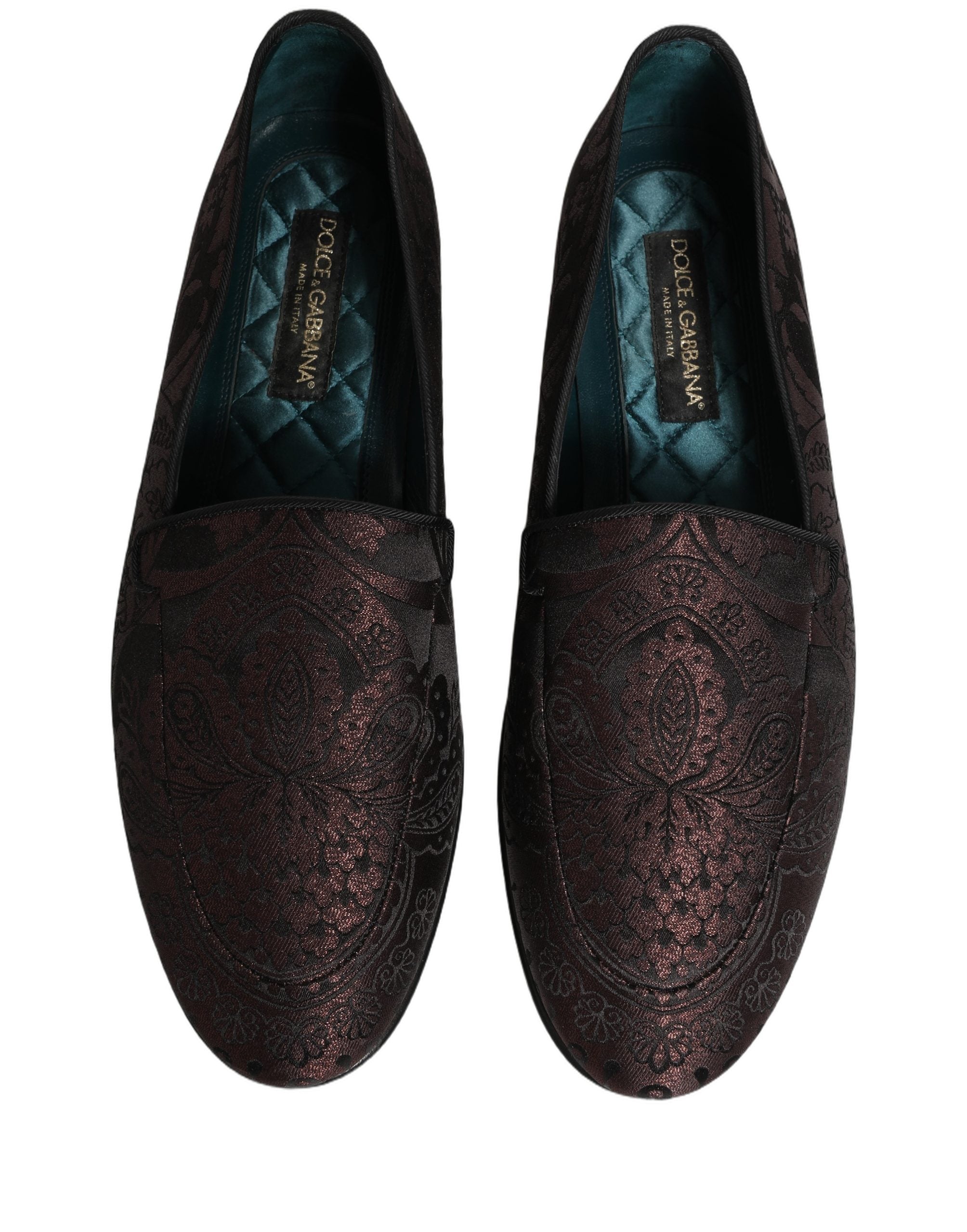Dolce & Gabbana Burgunderfarbene Jacquard-Loafer aus Leder zum Hineinschlüpfen