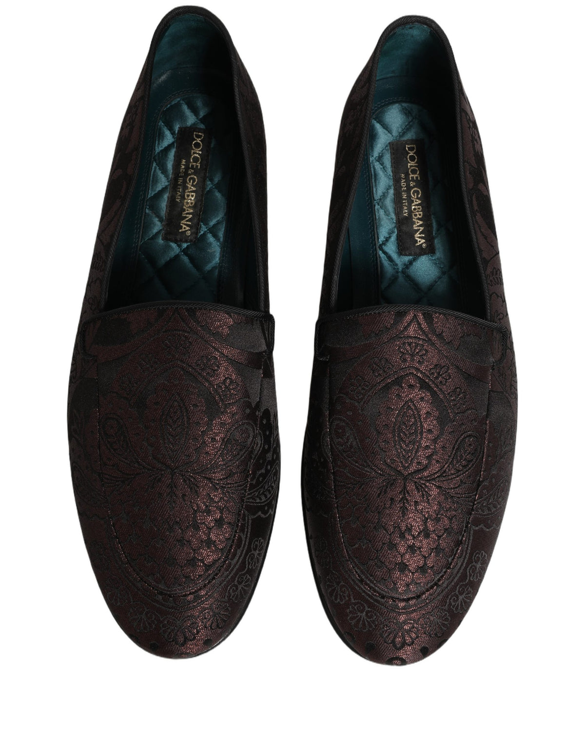 Dolce & Gabbana Burgunderfarbene Jacquard-Loafer aus Leder zum Hineinschlüpfen