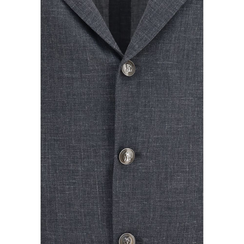 Brunello Cucinelli Grauer Woll-Oves Aries Blazer