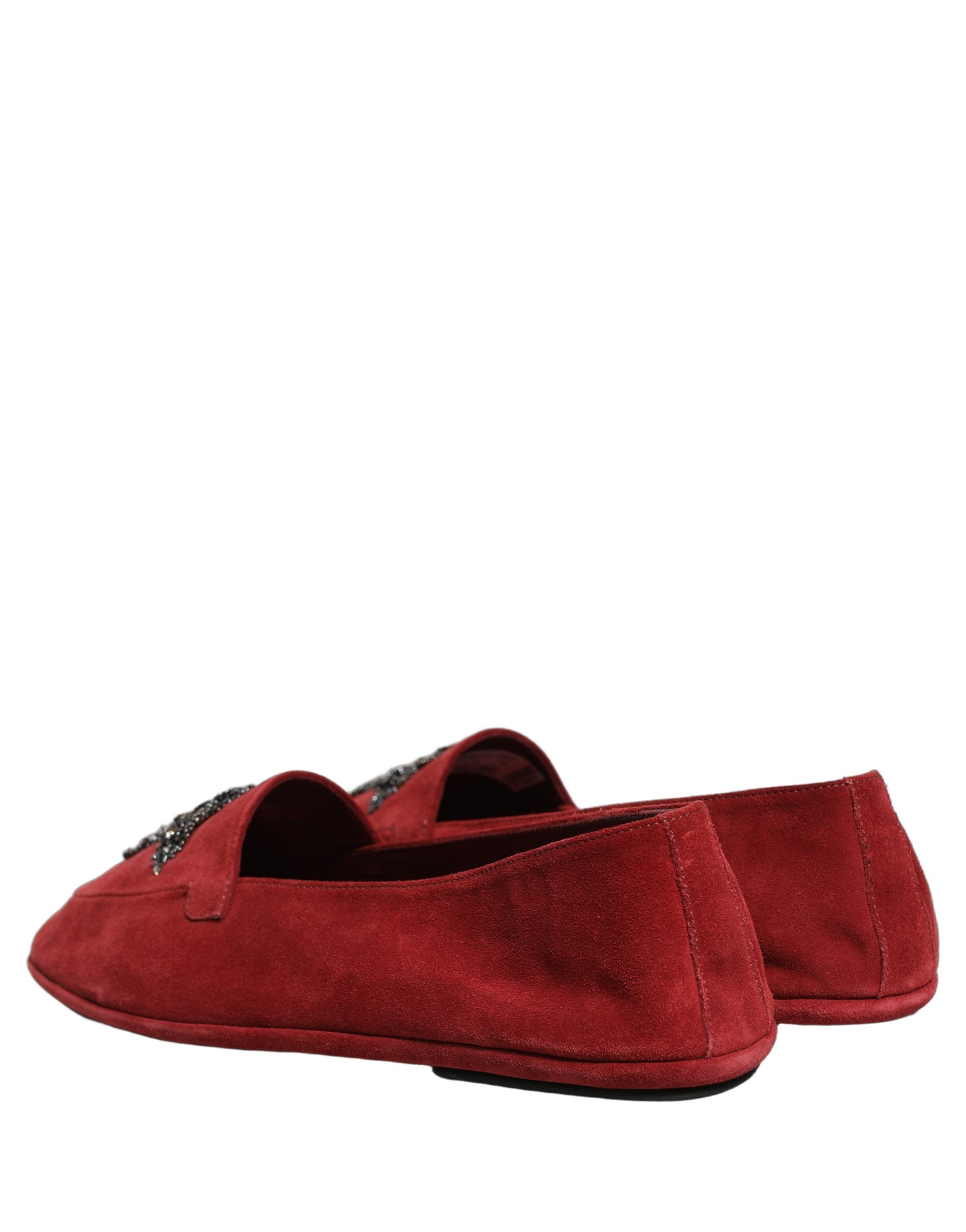 Dolce & Gabbana Rote Wildleder-Slipper mit Kreuz-Applikation
