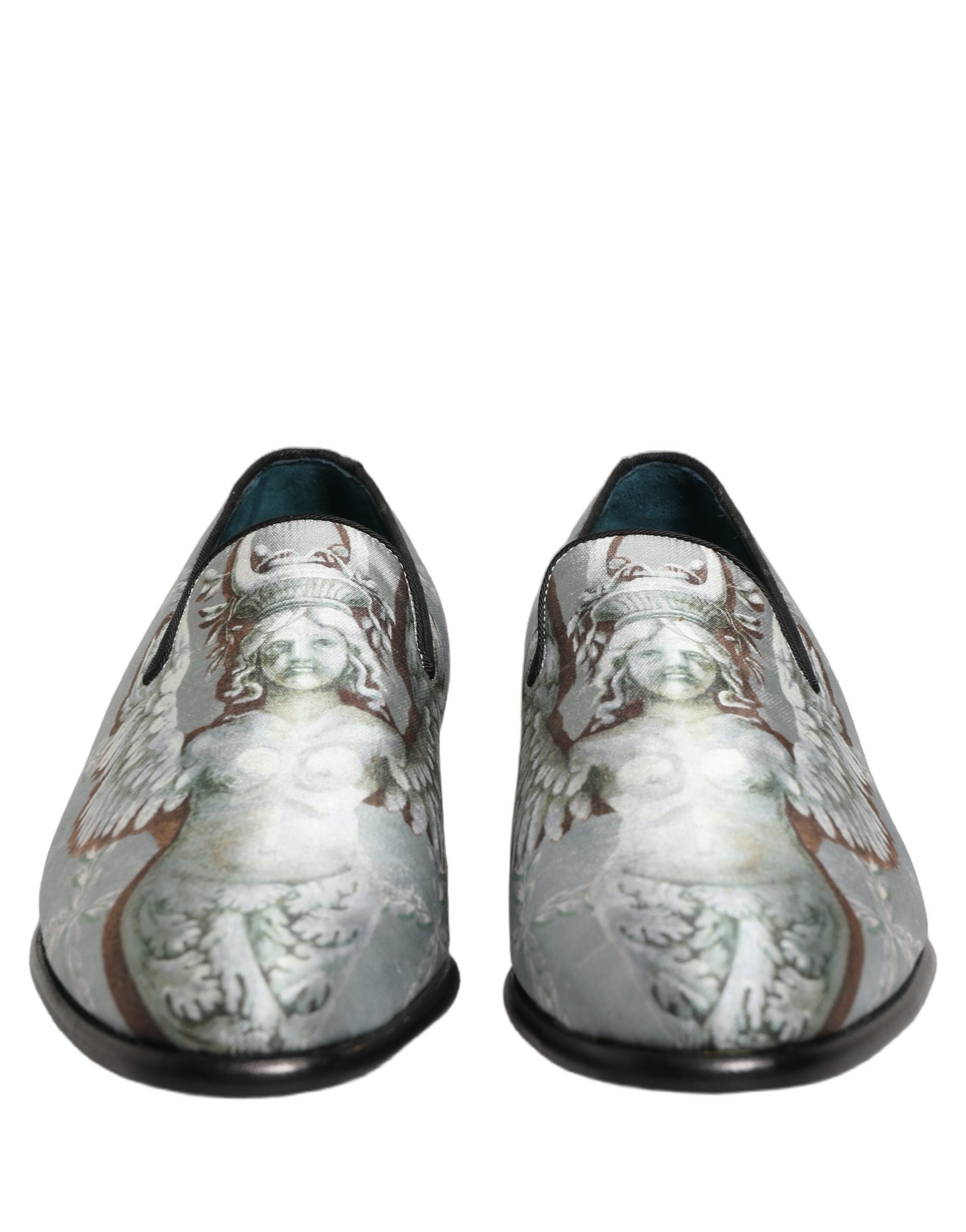 Dolce & Gabbana Graue Barock-Engel-Loafer aus Samt für Herren