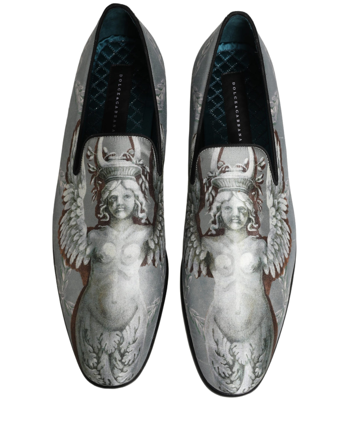 Dolce & Gabbana Graue Barock-Engel-Loafer aus Samt für Herren