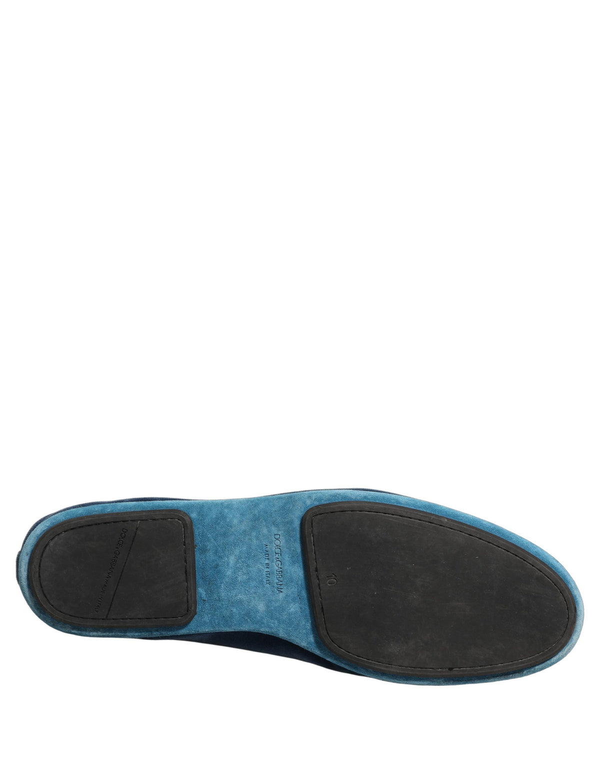 Dolce & Gabbana Blaue Samt-Loafer mit Kronenstickerei