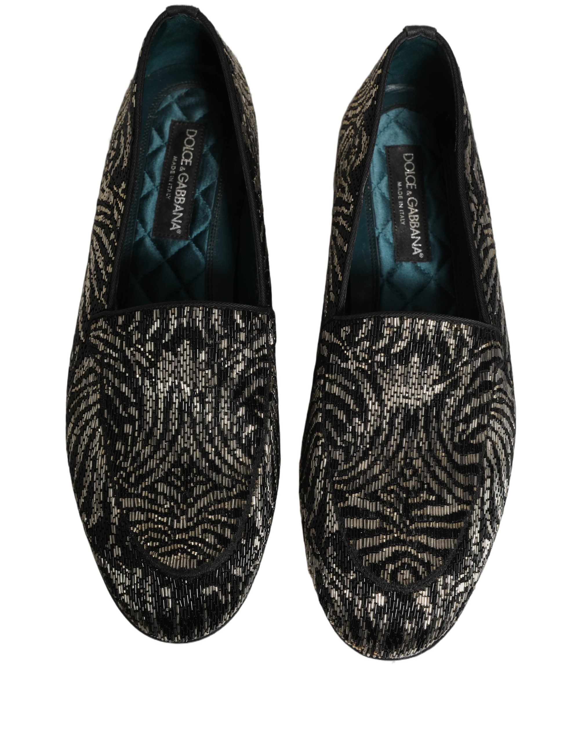 Dolce & Gabbana Schwarze Loafer mit silbernen Verzierungen