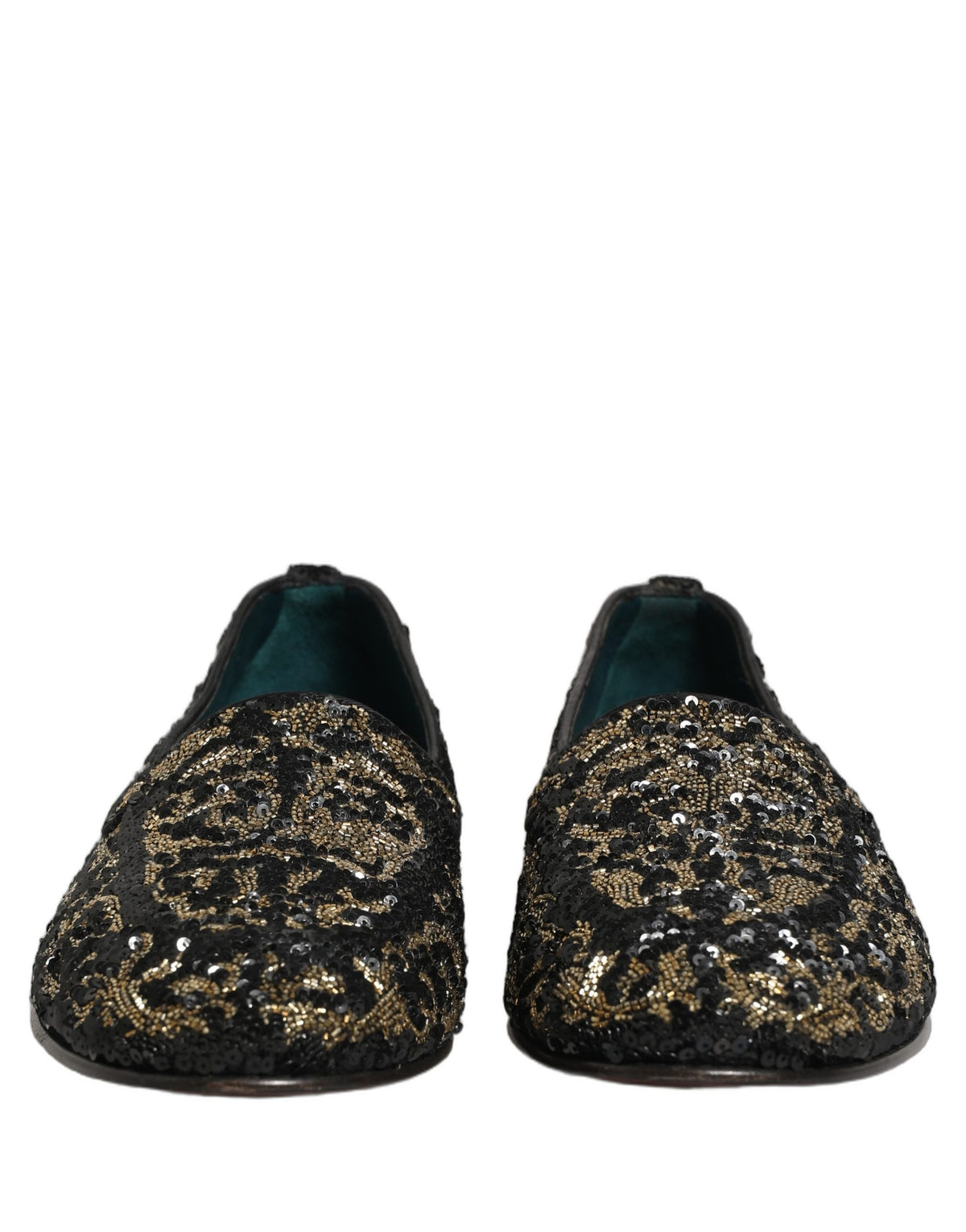 Dolce & Gabbana Schwarze Loafer mit Goldverzierungen