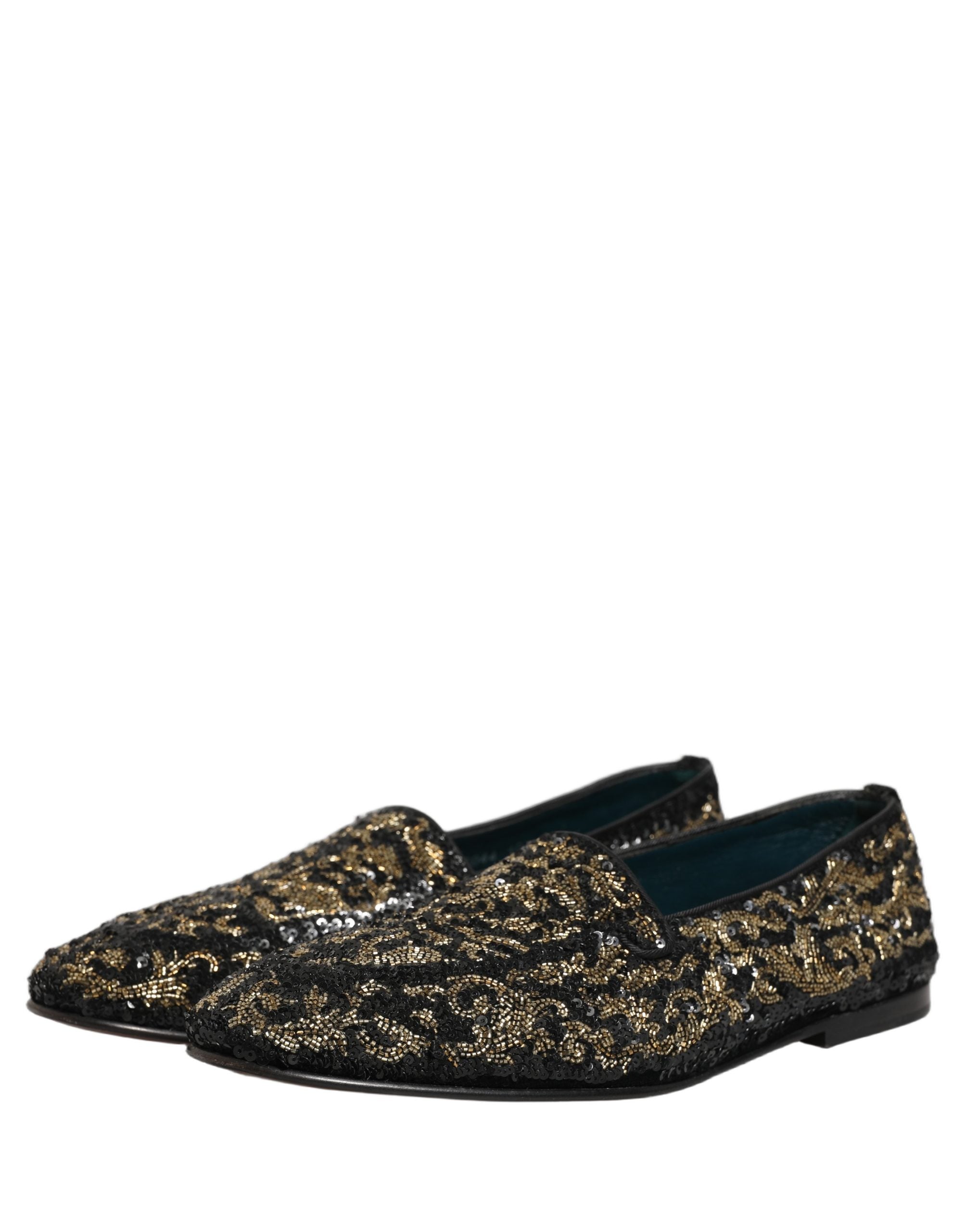 Dolce & Gabbana Schwarze Loafer mit Goldverzierungen