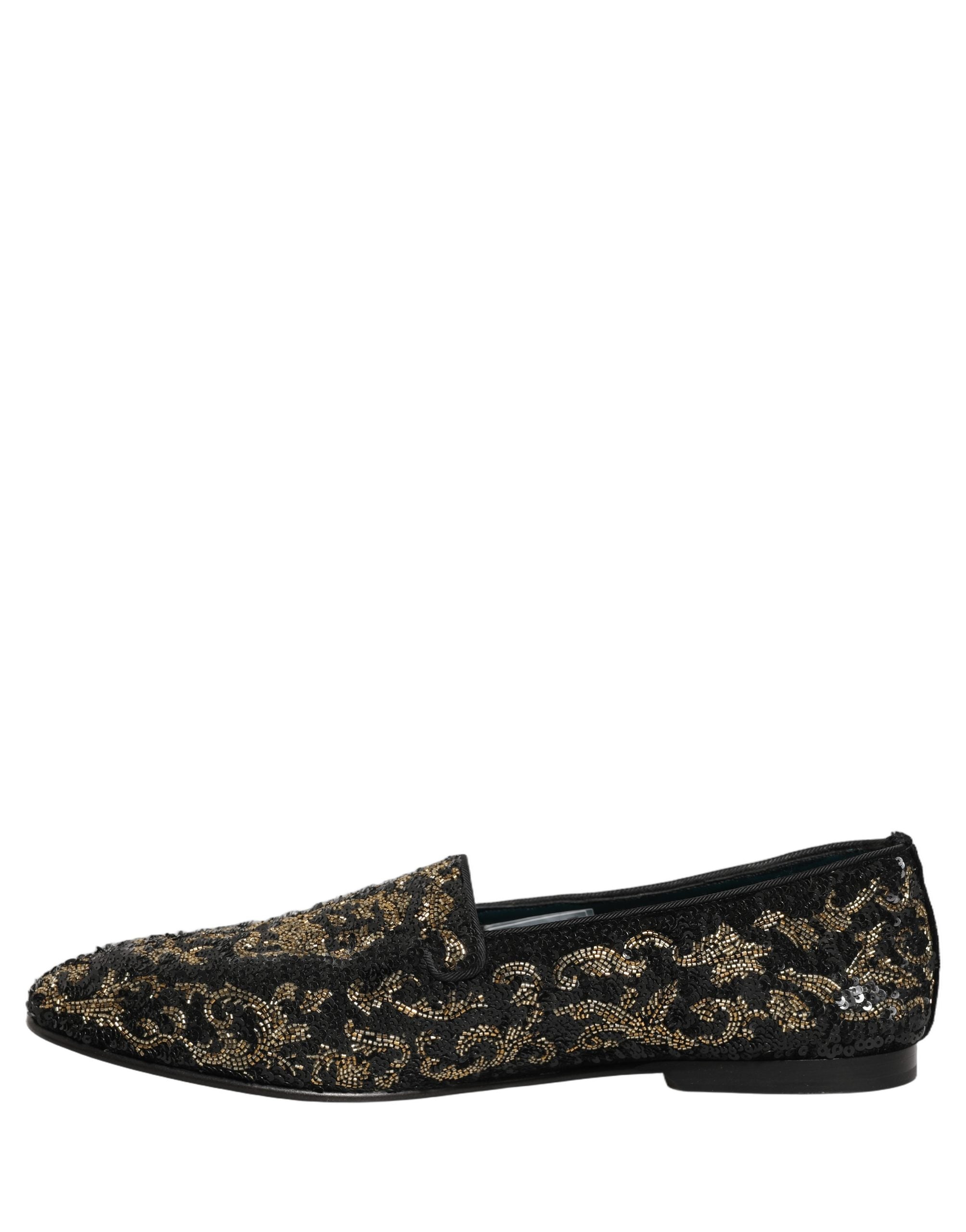 Dolce & Gabbana Schwarze Loafer mit Goldverzierungen