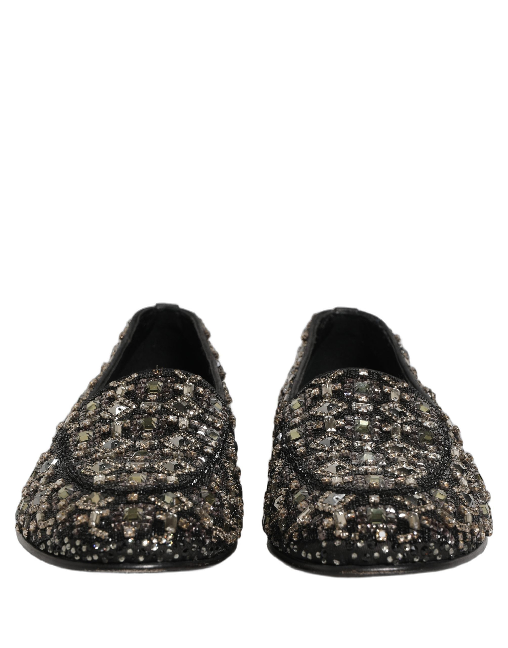 Dolce & Gabbana Silberne Leder Loafer mit Logo zum Hineinschlüpfen