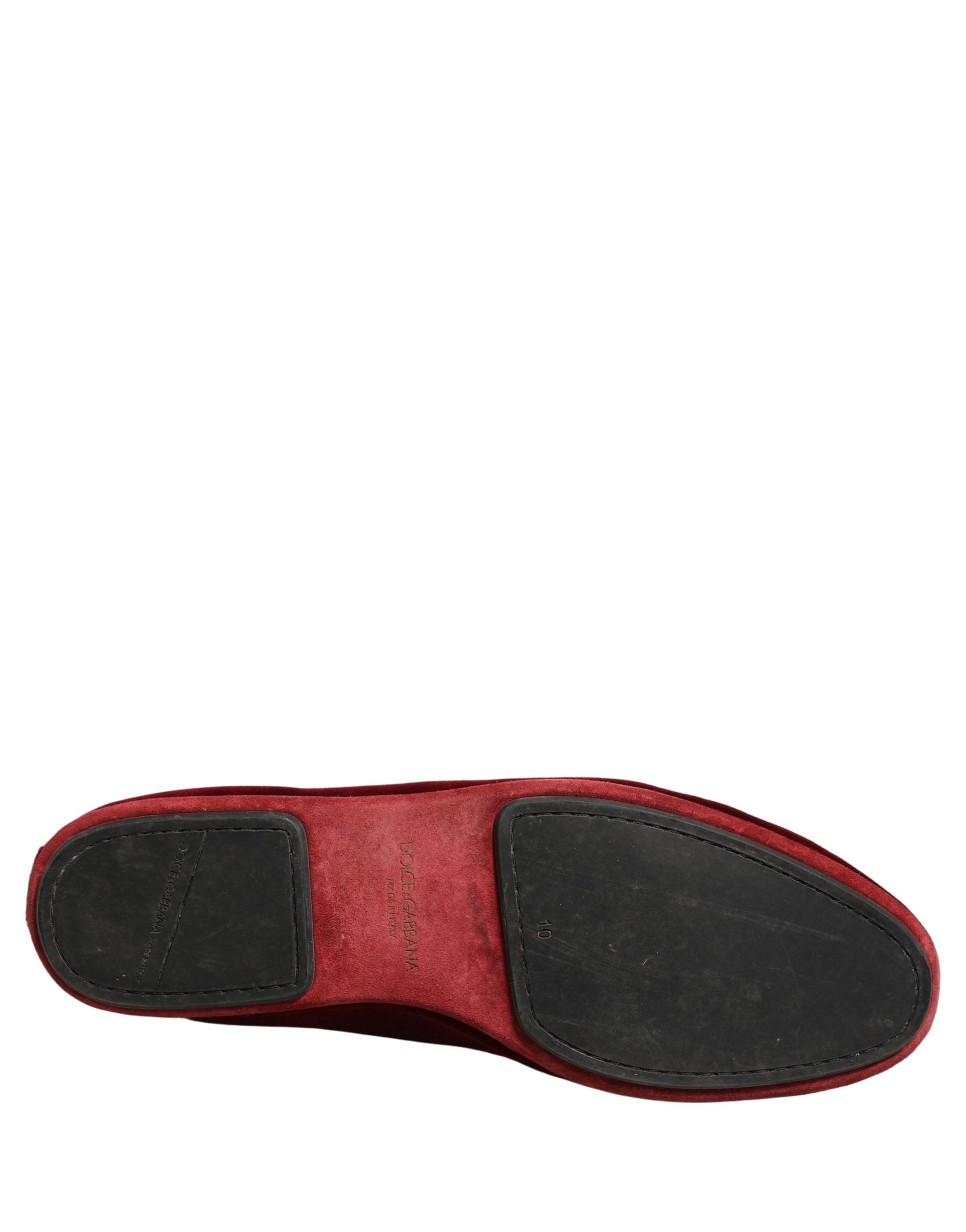 Dolce & Gabbana Burgundfarbene Samt-Slipper für Herren
