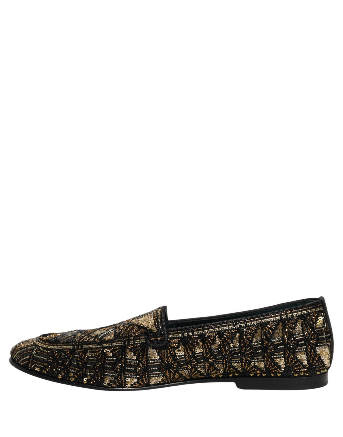 Dolce & Gabbana Schwarze Loafer mit Goldverzierungen
