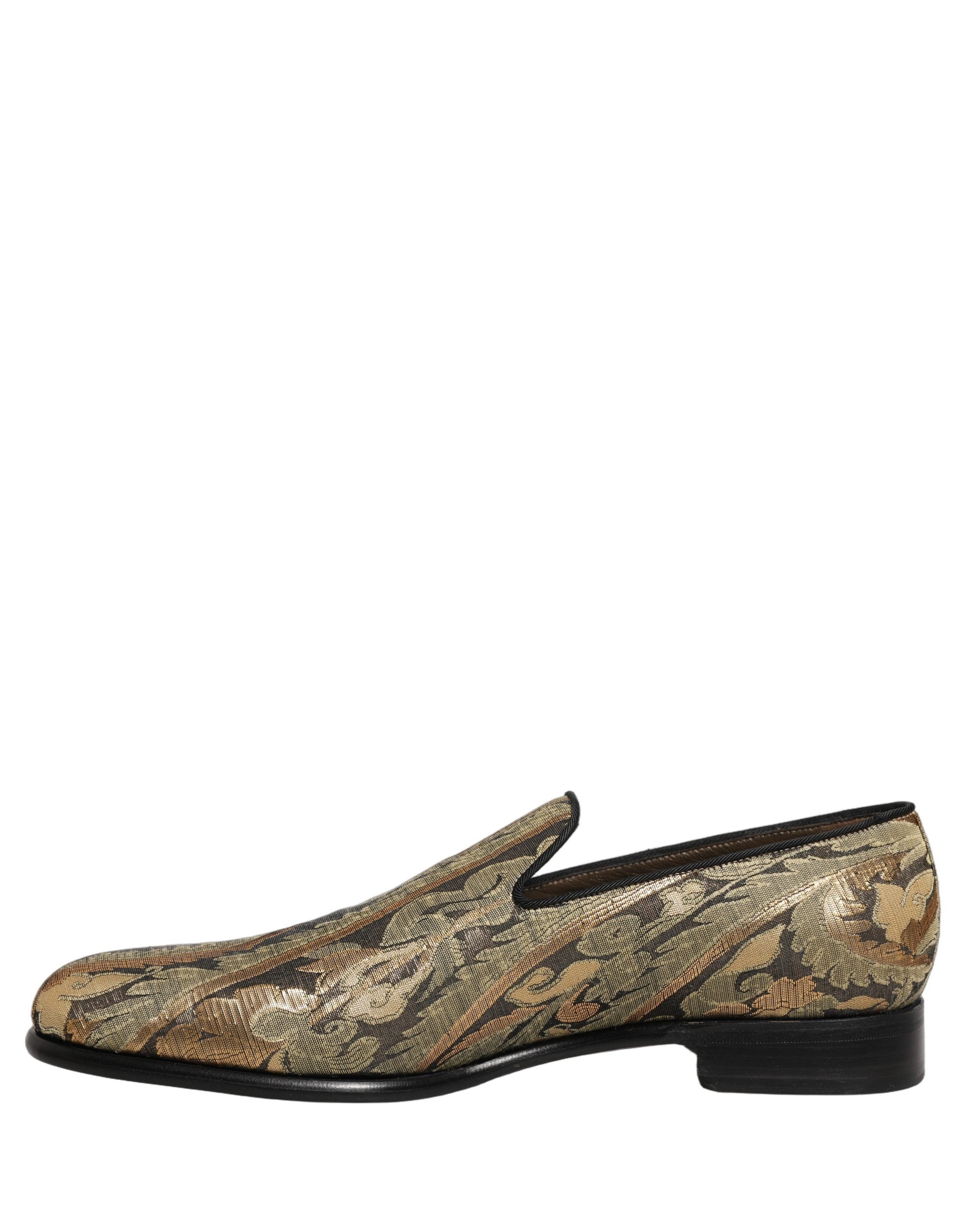 Dolce & Gabbana Gold Brokat Loafer-Slipper für Herren