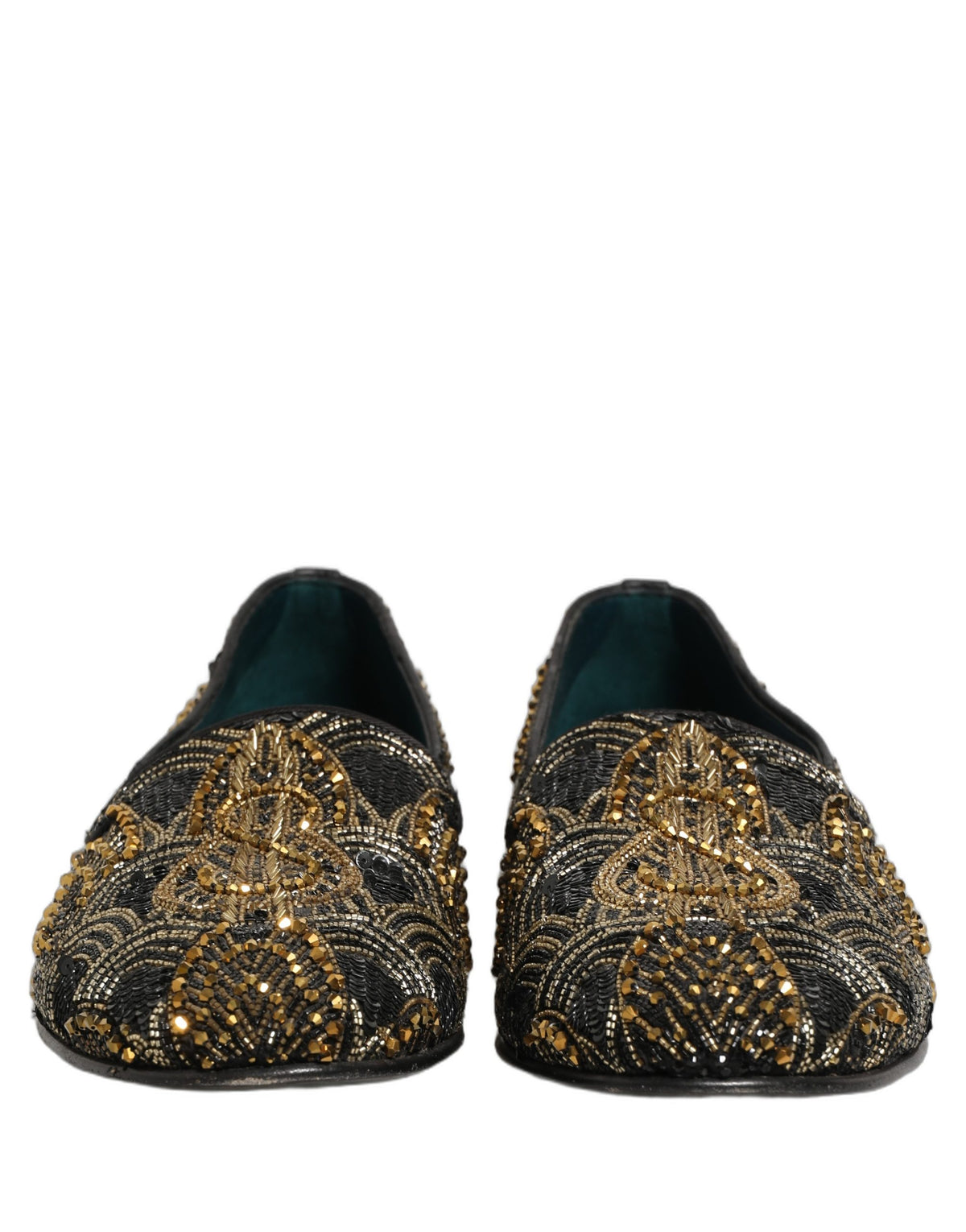 Dolce & Gabbana Schwarze Loafer mit Goldverzierungen