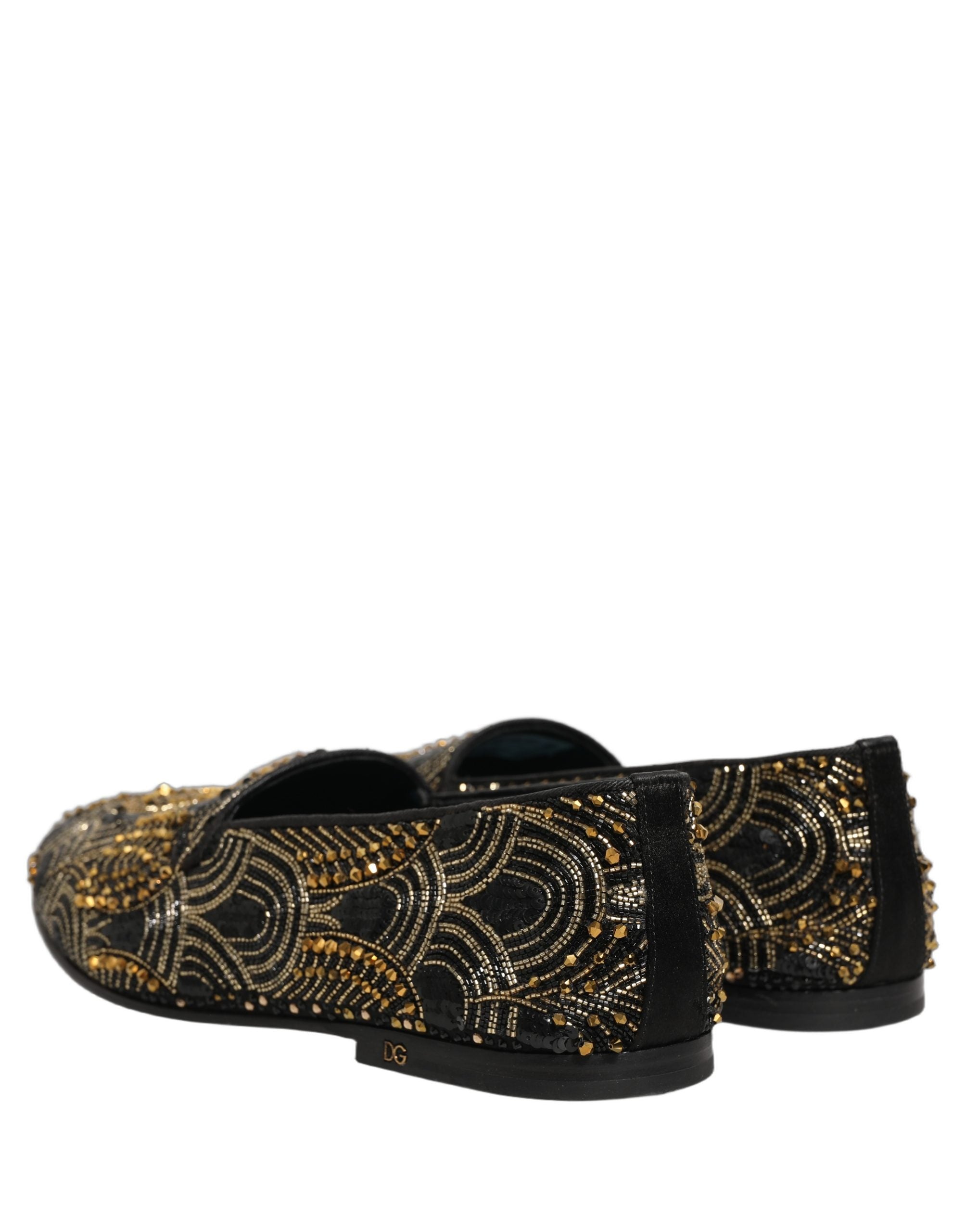 Dolce & Gabbana Schwarze Loafer mit Goldverzierungen