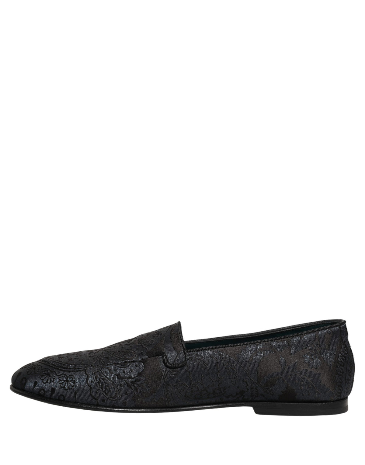 Dolce & Gabbana Blaue Jacquard-Loafer aus Leder zum Hineinschlüpfen