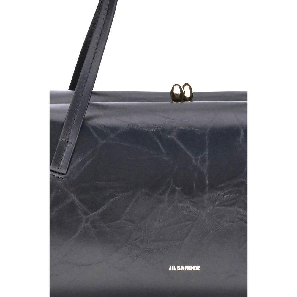 Jil Sander Schwarze Bos Taurus Kalbsleder Schultertasche