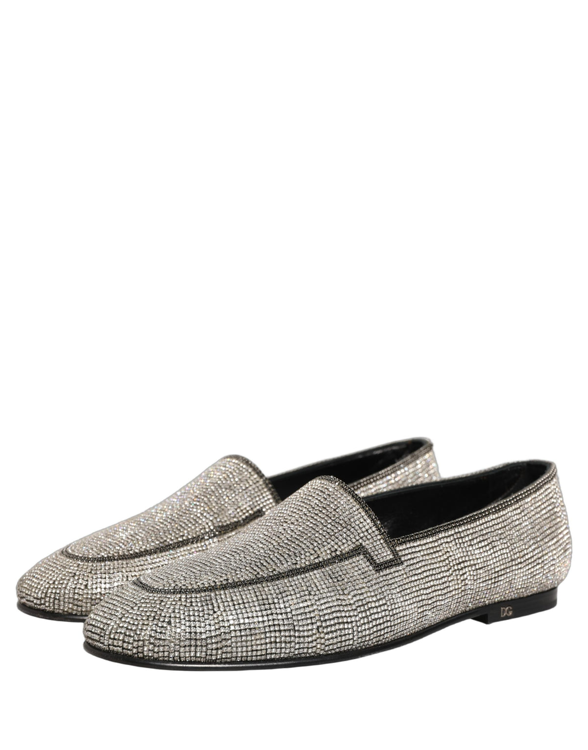 Dolce & Gabbana Herren-Loafer mit silbernen Kristall-Verzierungen