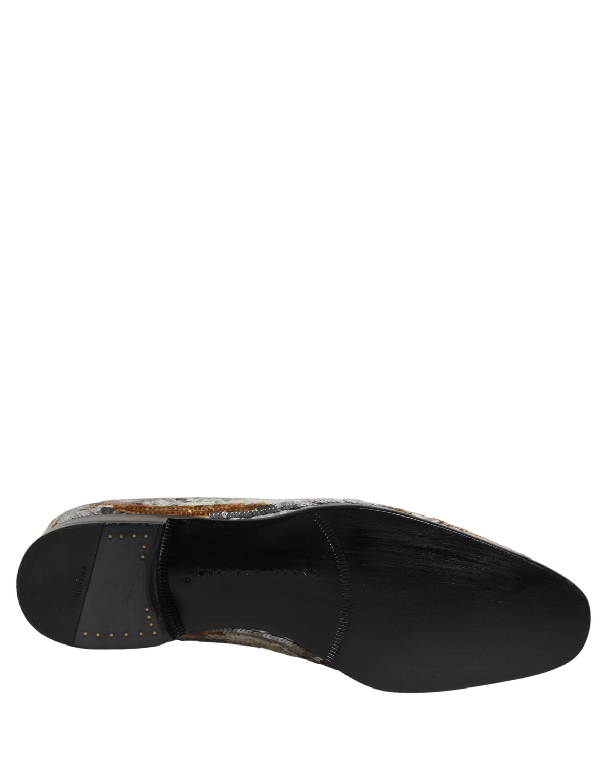 Dolce & Gabbana Weiße Loafer aus Goldpailletten zum Hineinschlüpfen