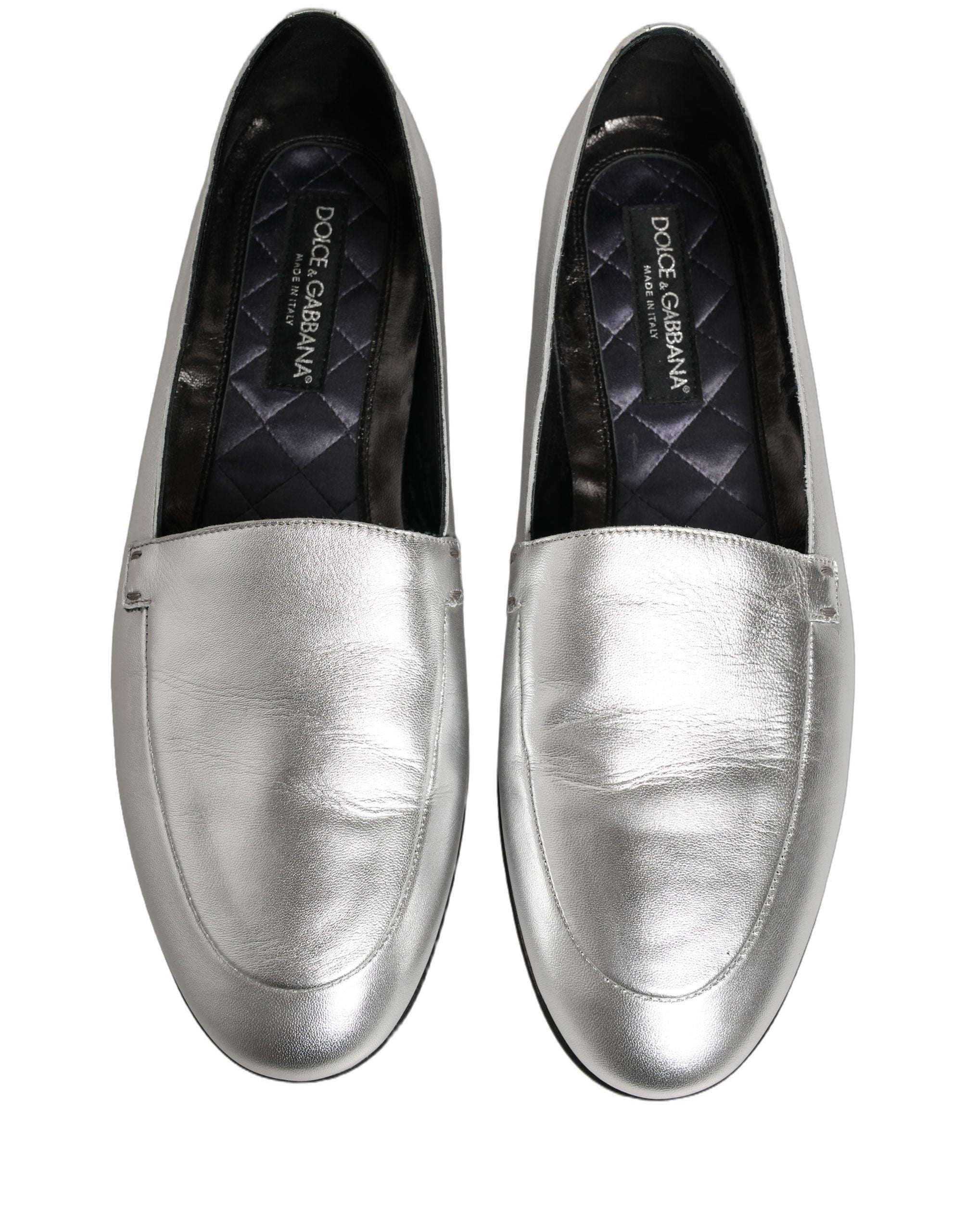 Dolce & Gabbana Silberne DG Logo Loafer aus Leder