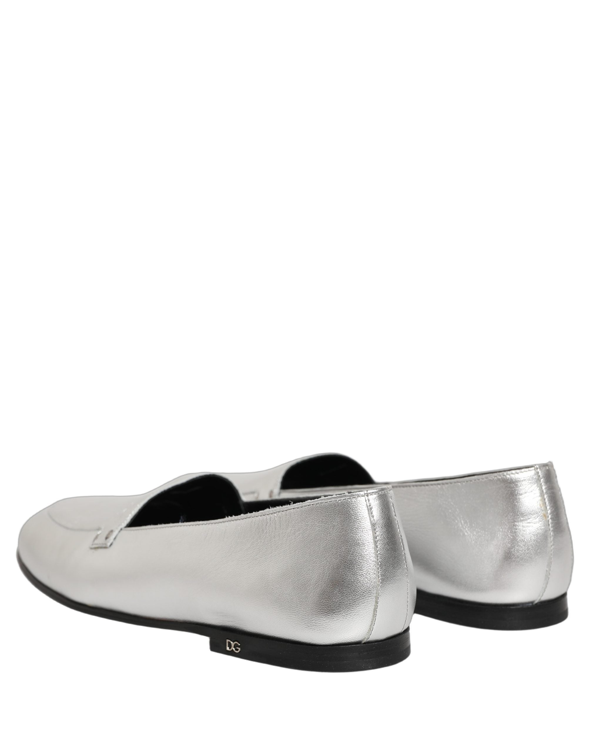 Dolce & Gabbana Silberne DG Logo Loafer aus Leder