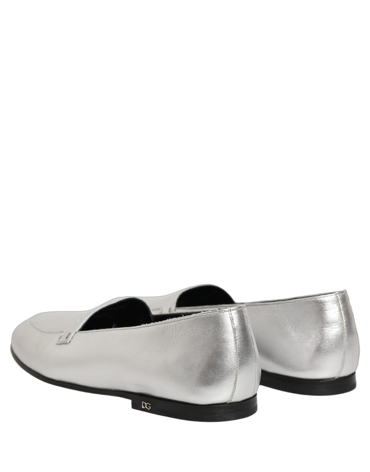 Dolce & Gabbana Silberne DG Logo Loafer aus Leder