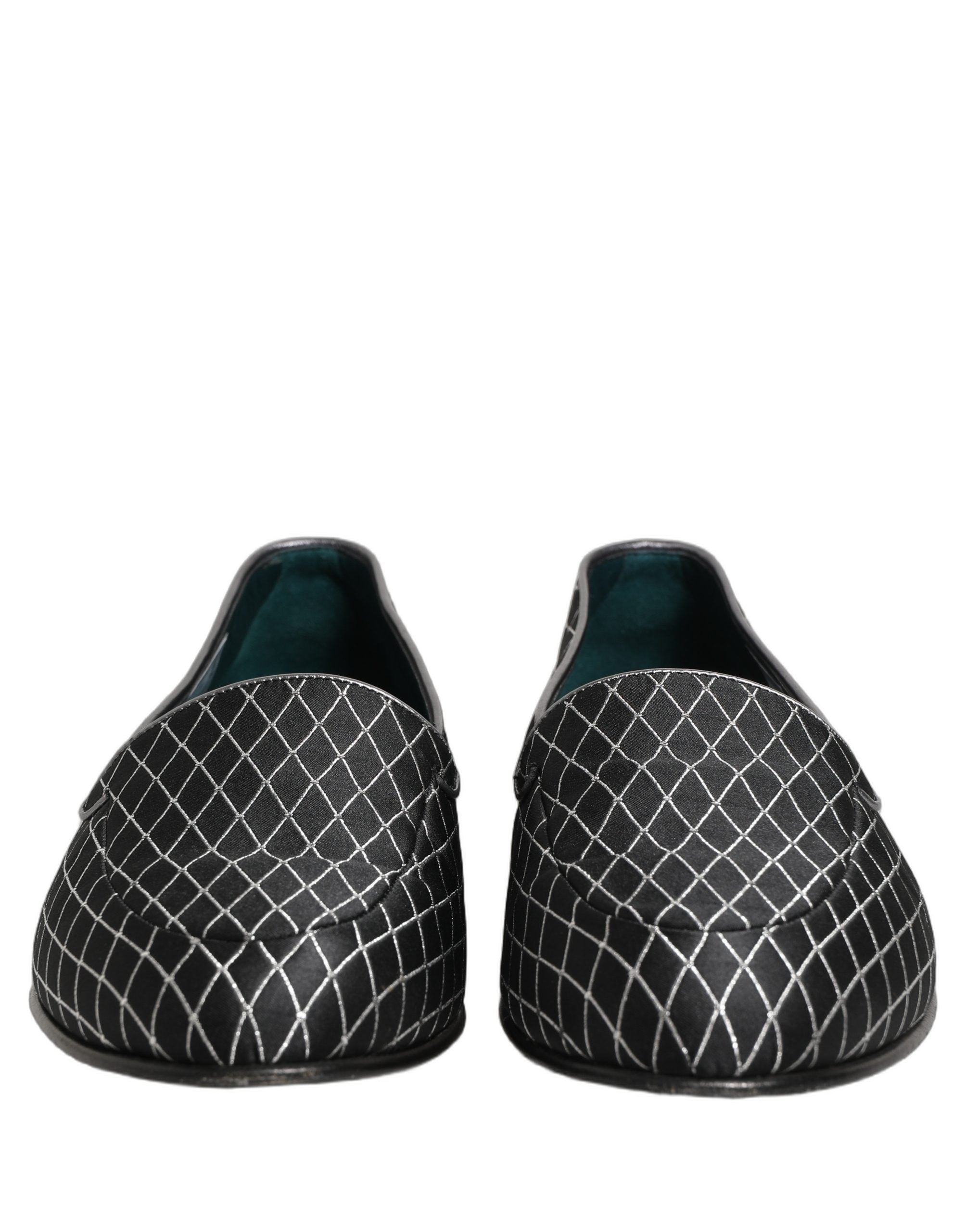 Dolce & Gabbana Schwarze Loafer aus Samt mit Rautensteppung