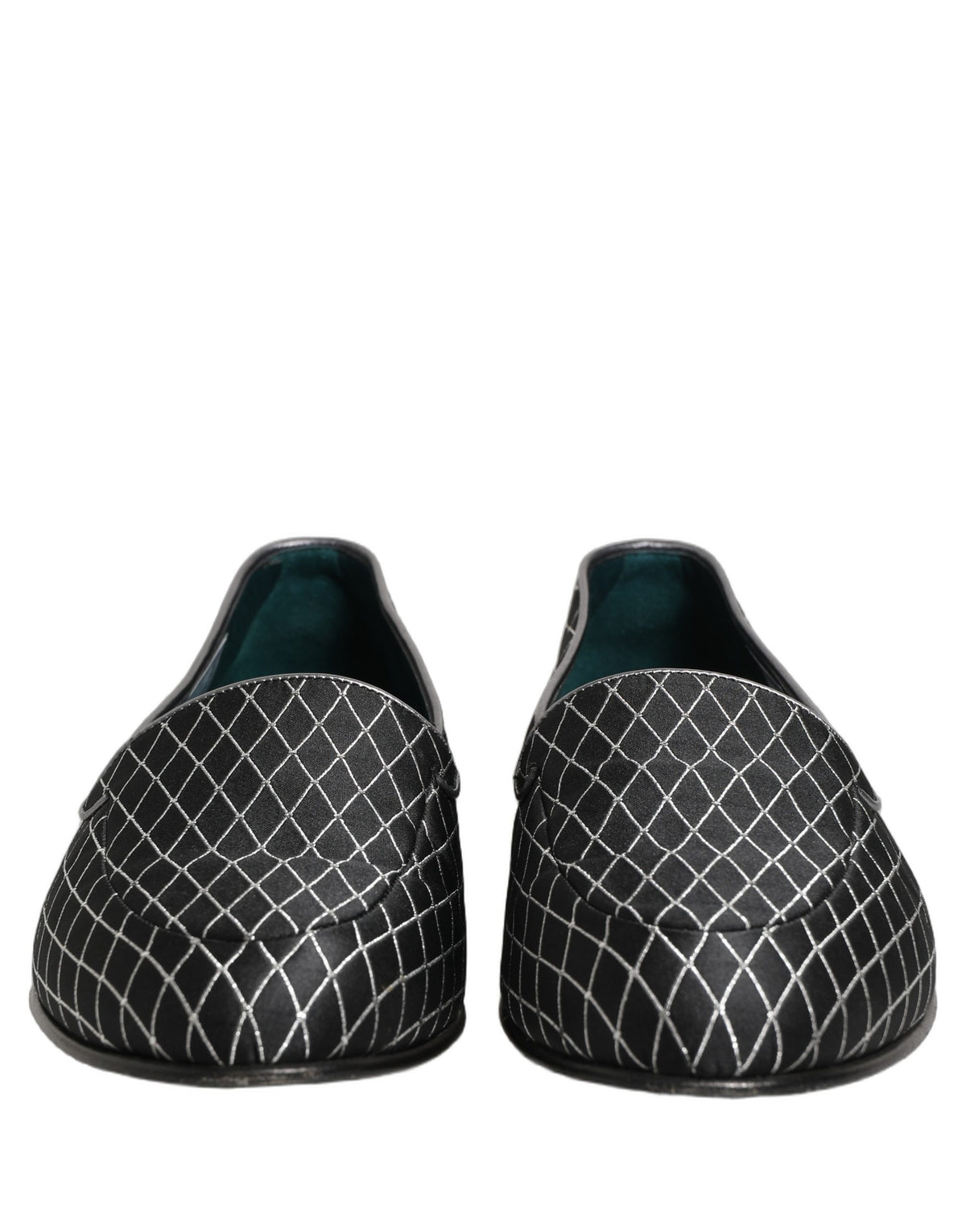 Dolce & Gabbana Schwarze Loafer aus Samt mit Rautensteppung