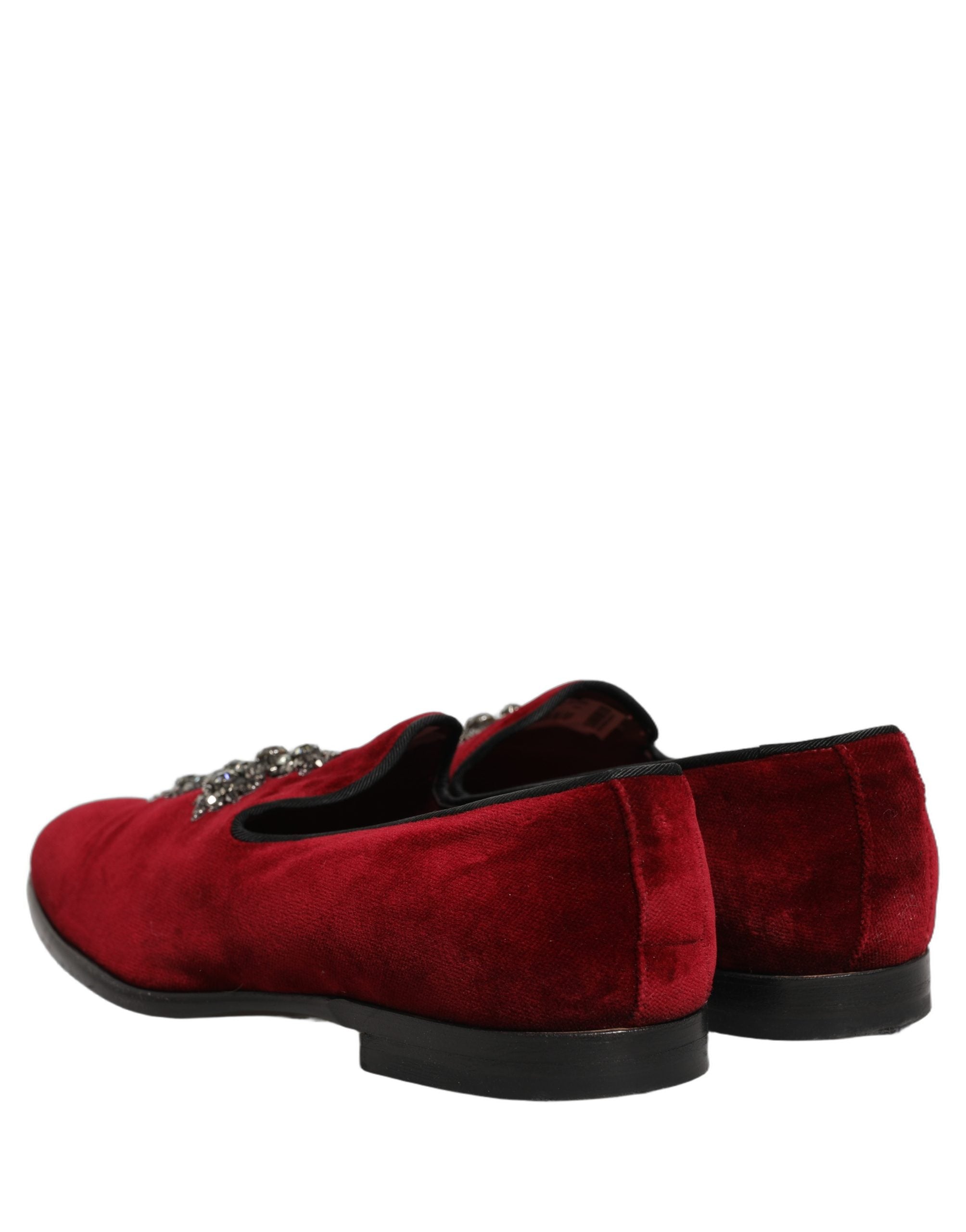 Dolce & Gabbana Bordeauxrote Wildleder-Slipper mit Kreuz-Applikation
