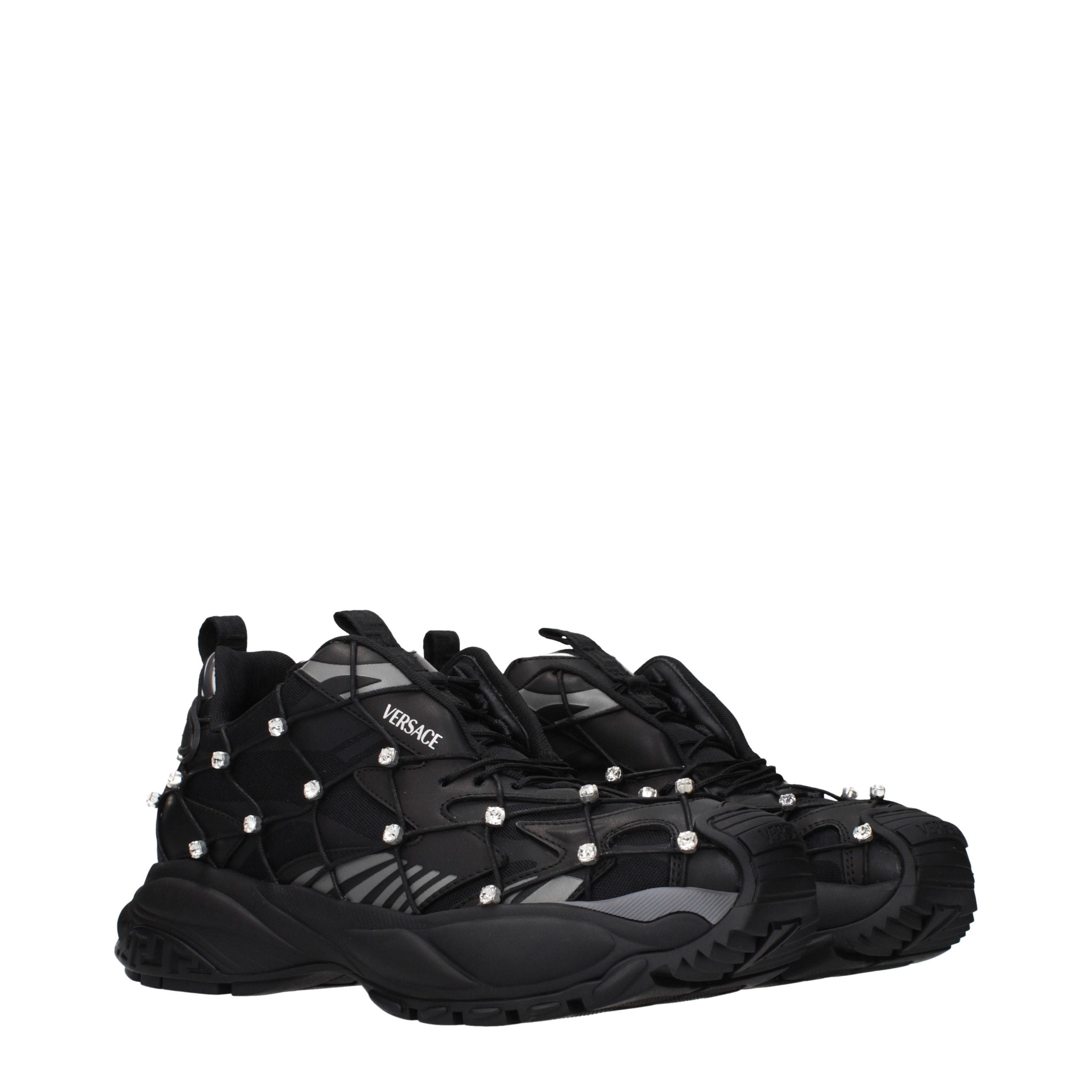 Versace Schwarze Low-Top-Sneaker aus Stoff