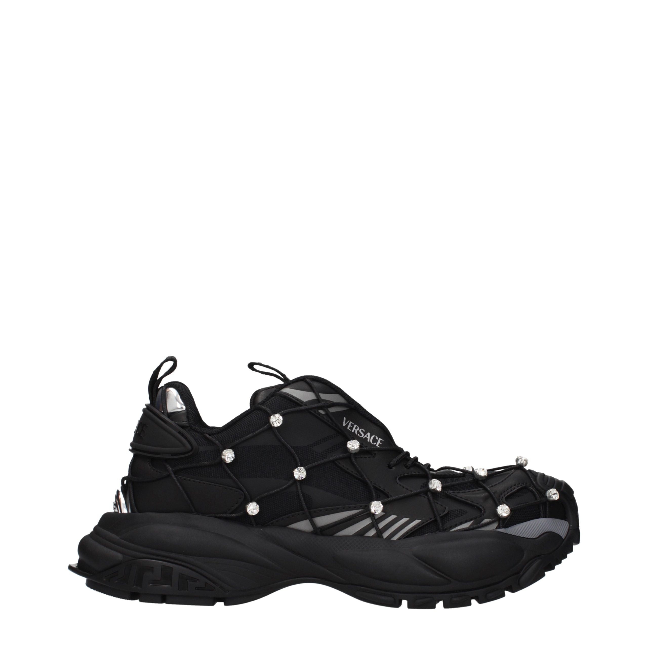 Versace Schwarze Stoff-Sneaker mit klobiger Sohle